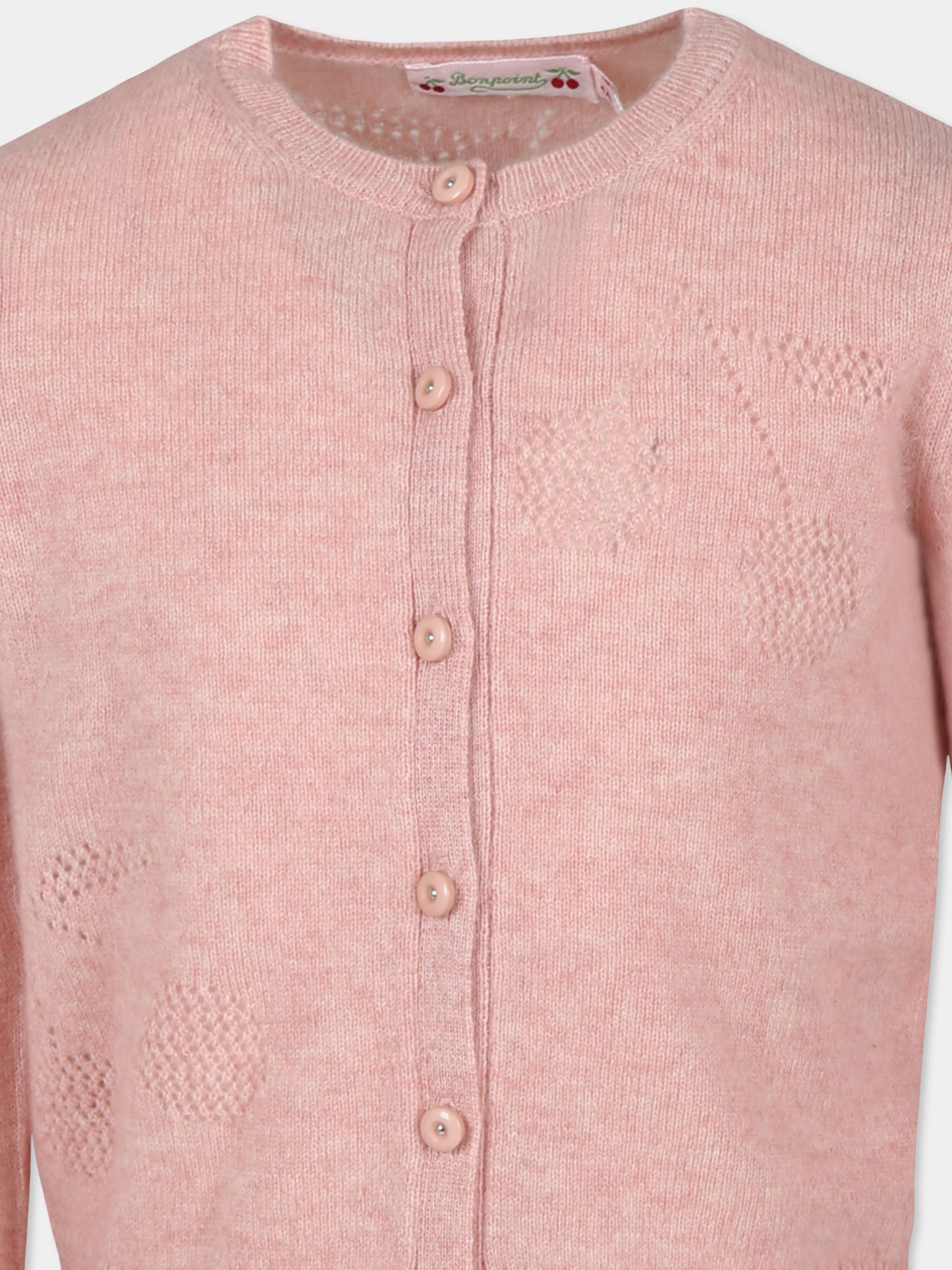 Cardigan rosa per bambina con ciliegie,Bonpoint,W04GCAK00012 023