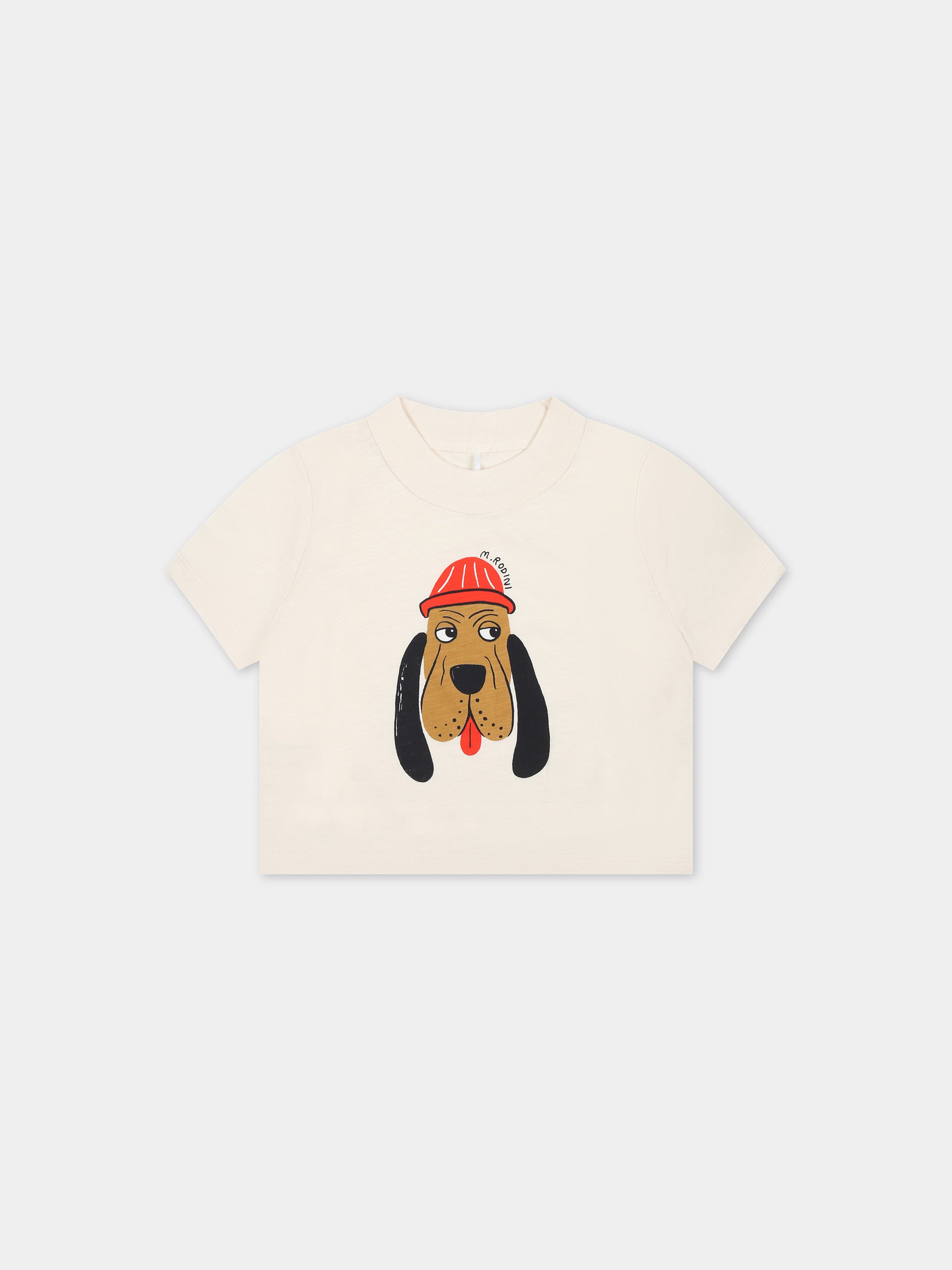 T-shirt avorio per neonati con cane,Mini Rodini,2412011111