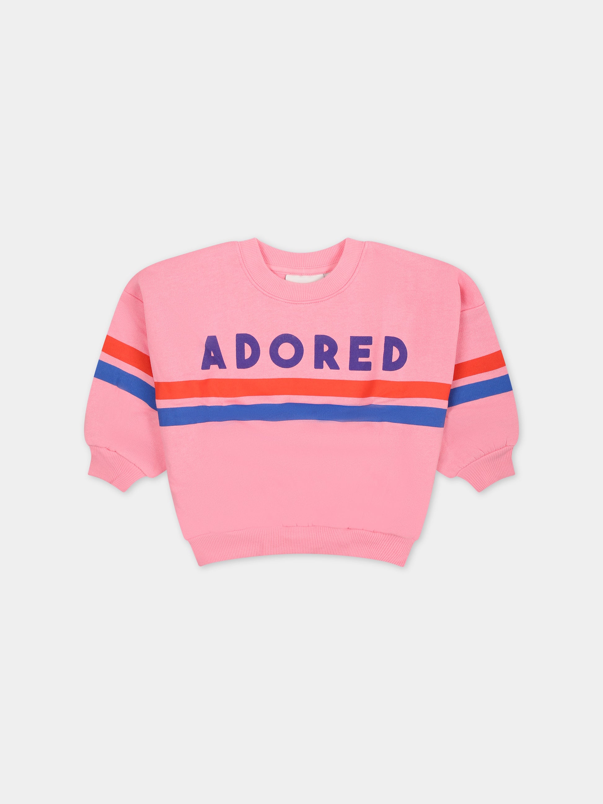 Felpa rosa per neonata con scritta,Mini Rodini,2412011928