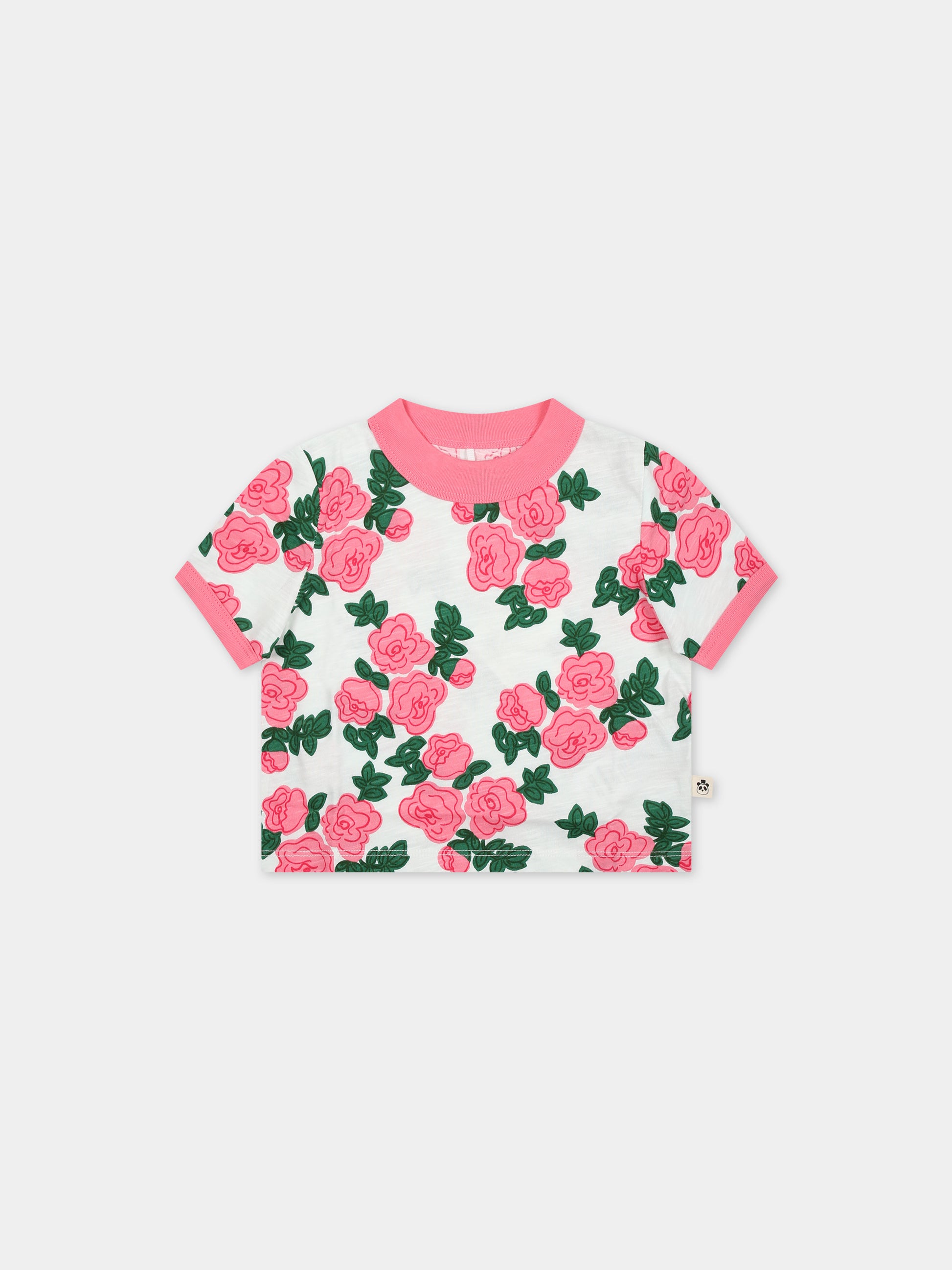 T-shirt bianca per neonata con rose,Mini Rodini,2412012228