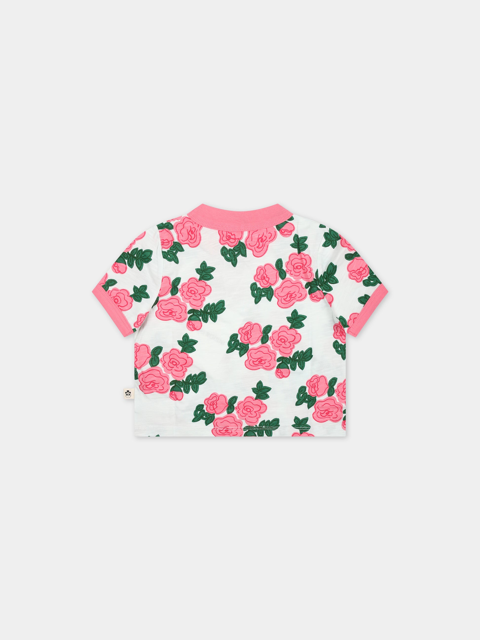T-shirt bianca per neonata con rose,Mini Rodini,2412012228