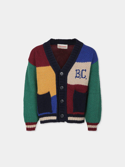 Cardigan multicolor per bambini con logo,Bobo Choses,B224AC121