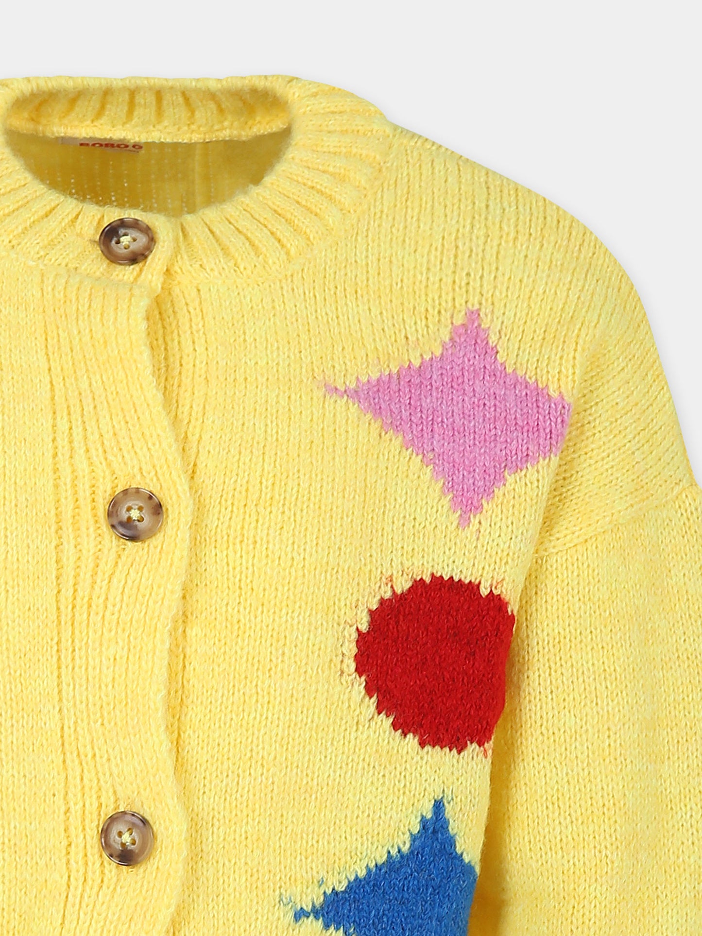 Cardigan giallo per bambina con forme geometriche,Bobo Choses,B224AC123