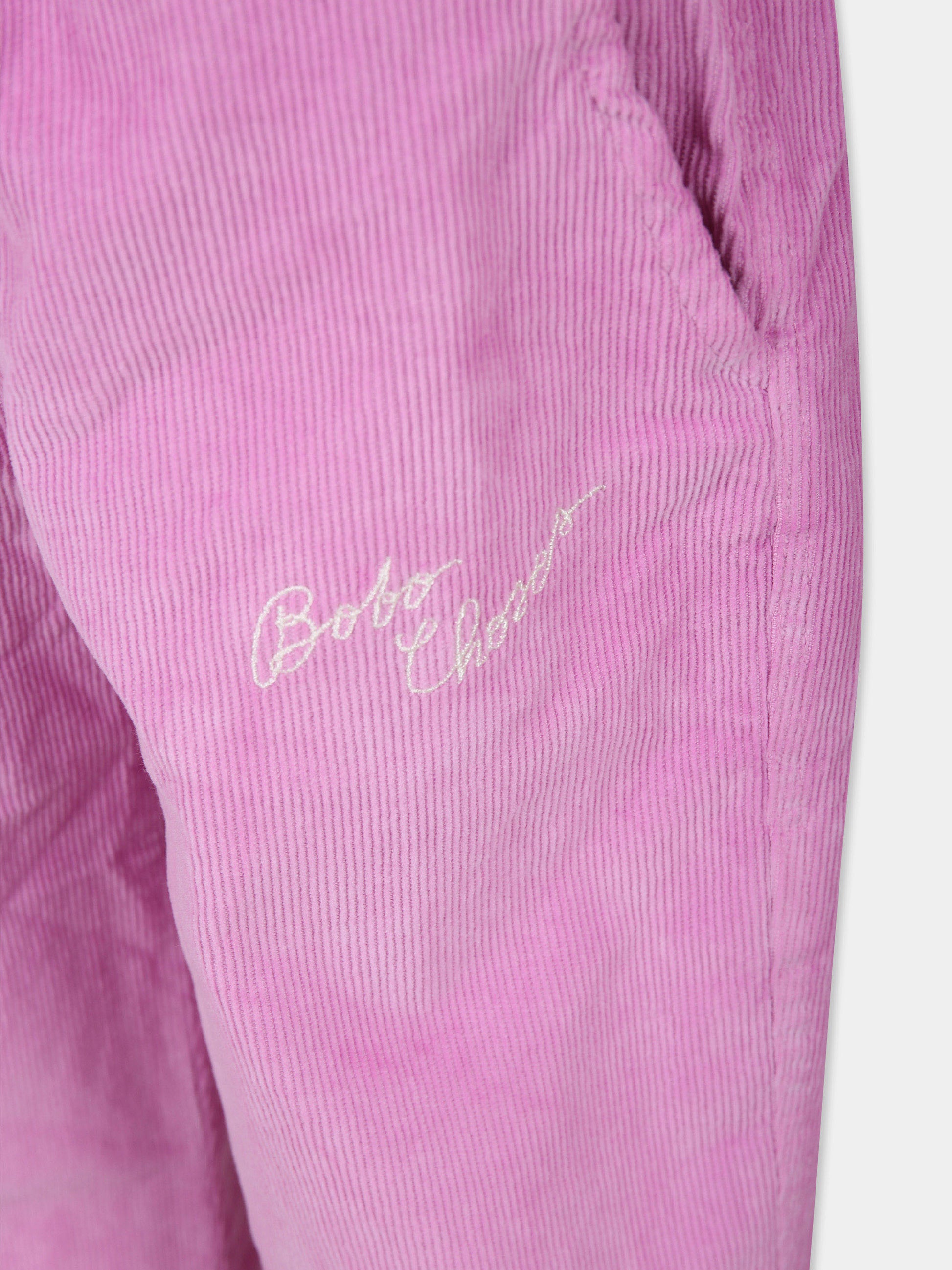 Pantaloni rosa per bambina con logo,Bobo Choses,B224AC095