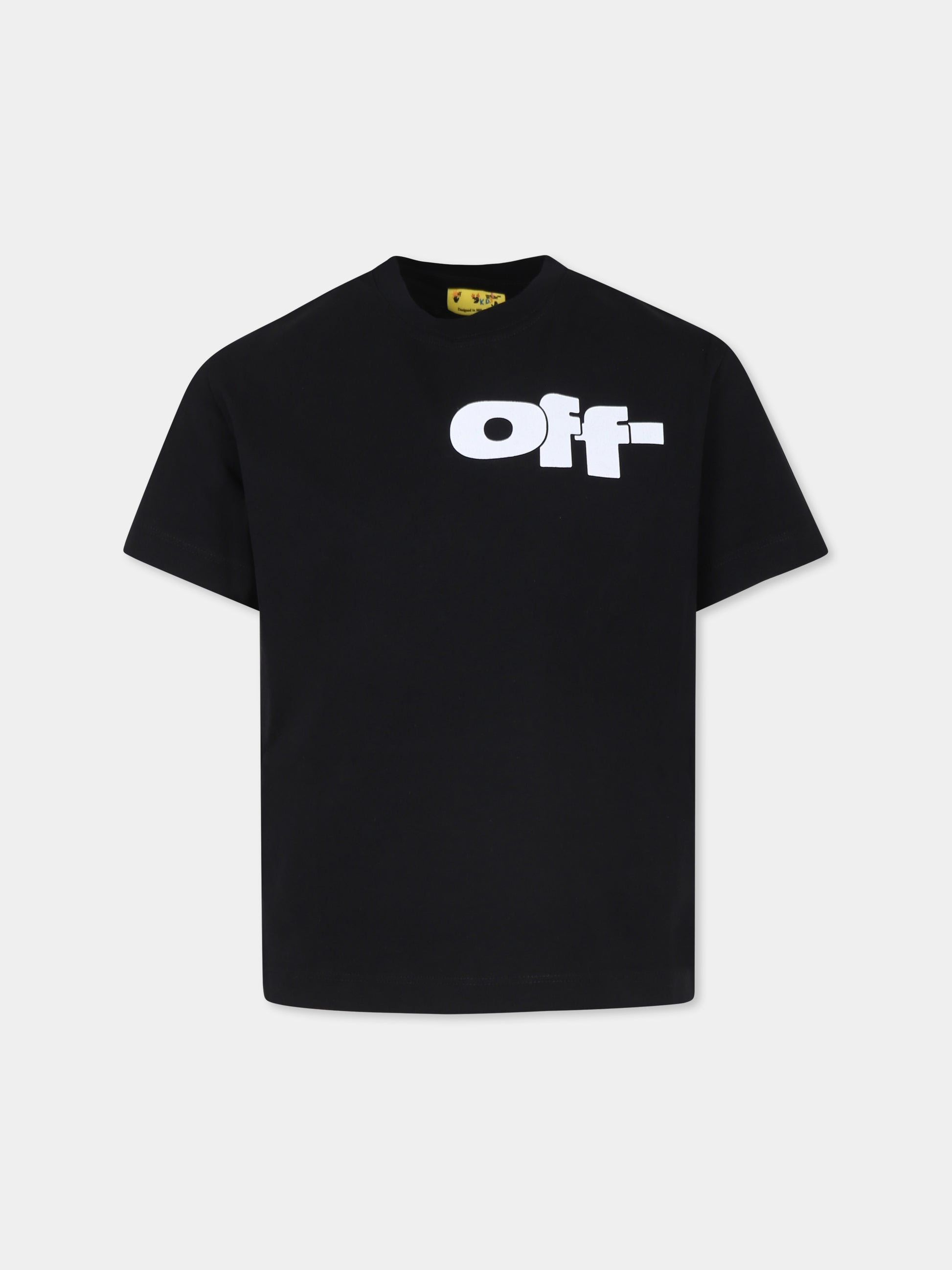 T-shirt nera per bambino con logo,Off White,OBAA002F24JER0081001