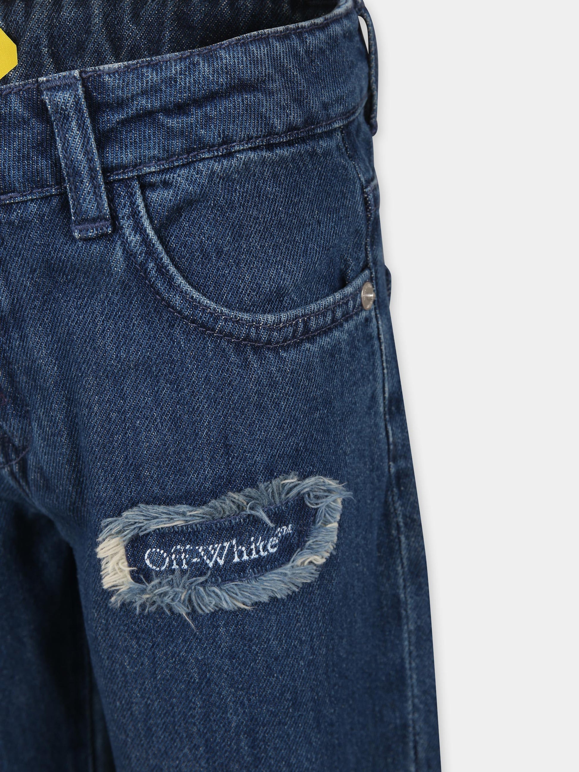 Jeans blu per bambino con logo,Off White,OBYA005F24DEN0014401