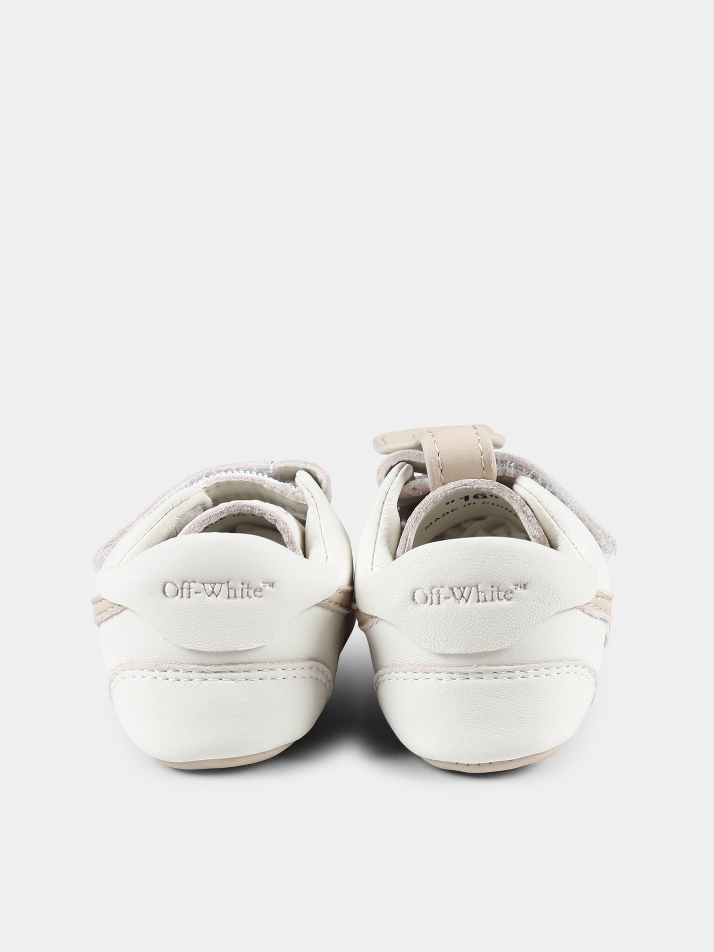 Sneakers bianche per neonato con freccia,Off White,OBIX001F24LEA0020117