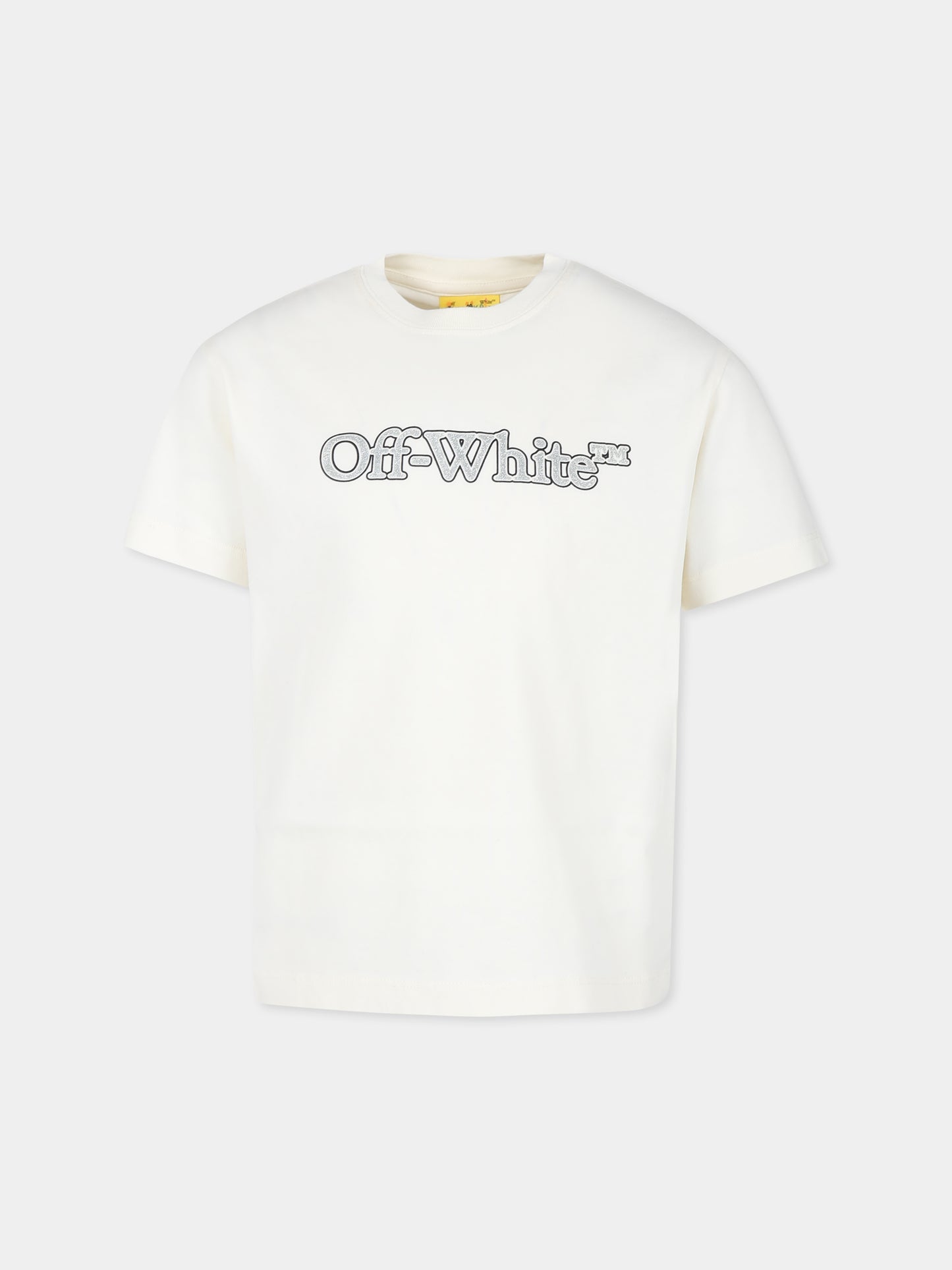 T-shirt avorio per bambina con logo,Off White,OGAA001F24JER0070383