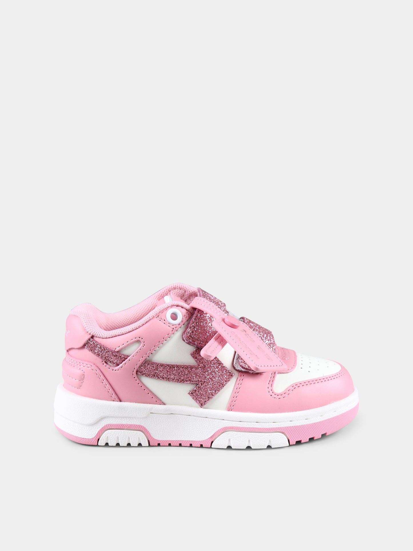 Sneakers Out of Office rosa per bambina con freccia,Off White,OGIA005F24LEA0020130