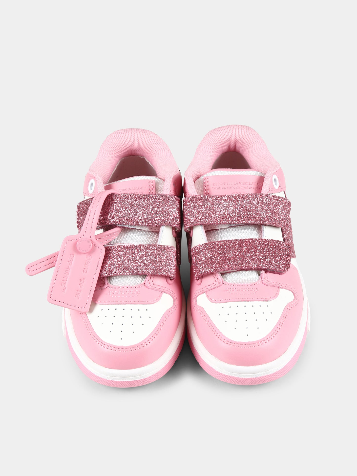 Sneakers Out of Office rosa per bambina con freccia,Off White,OGIA005F24LEA0020130