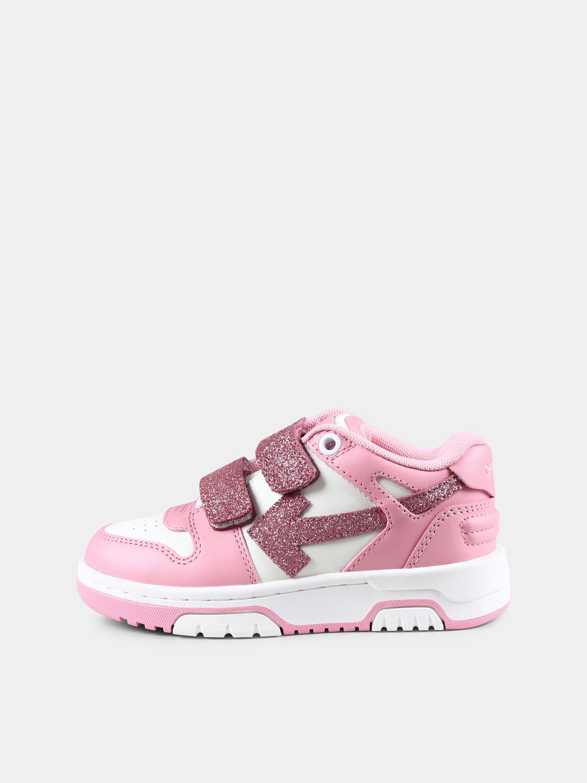 Sneakers Out of Office rosa per bambina con freccia,Off White,OGIA005F24LEA0020130