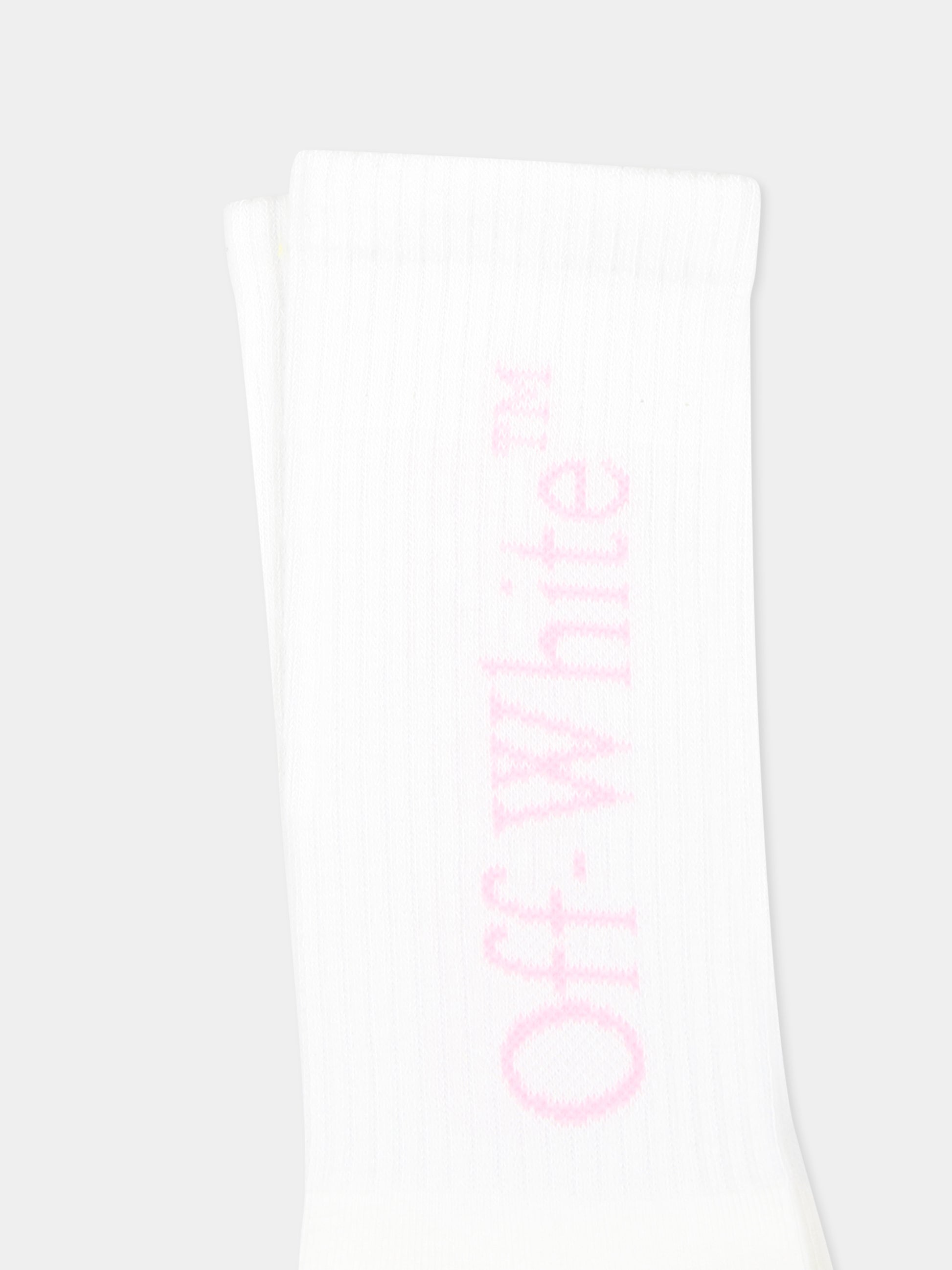 Calze bianche per bambina con logo,Off White,OGRA003F24KNI001013C