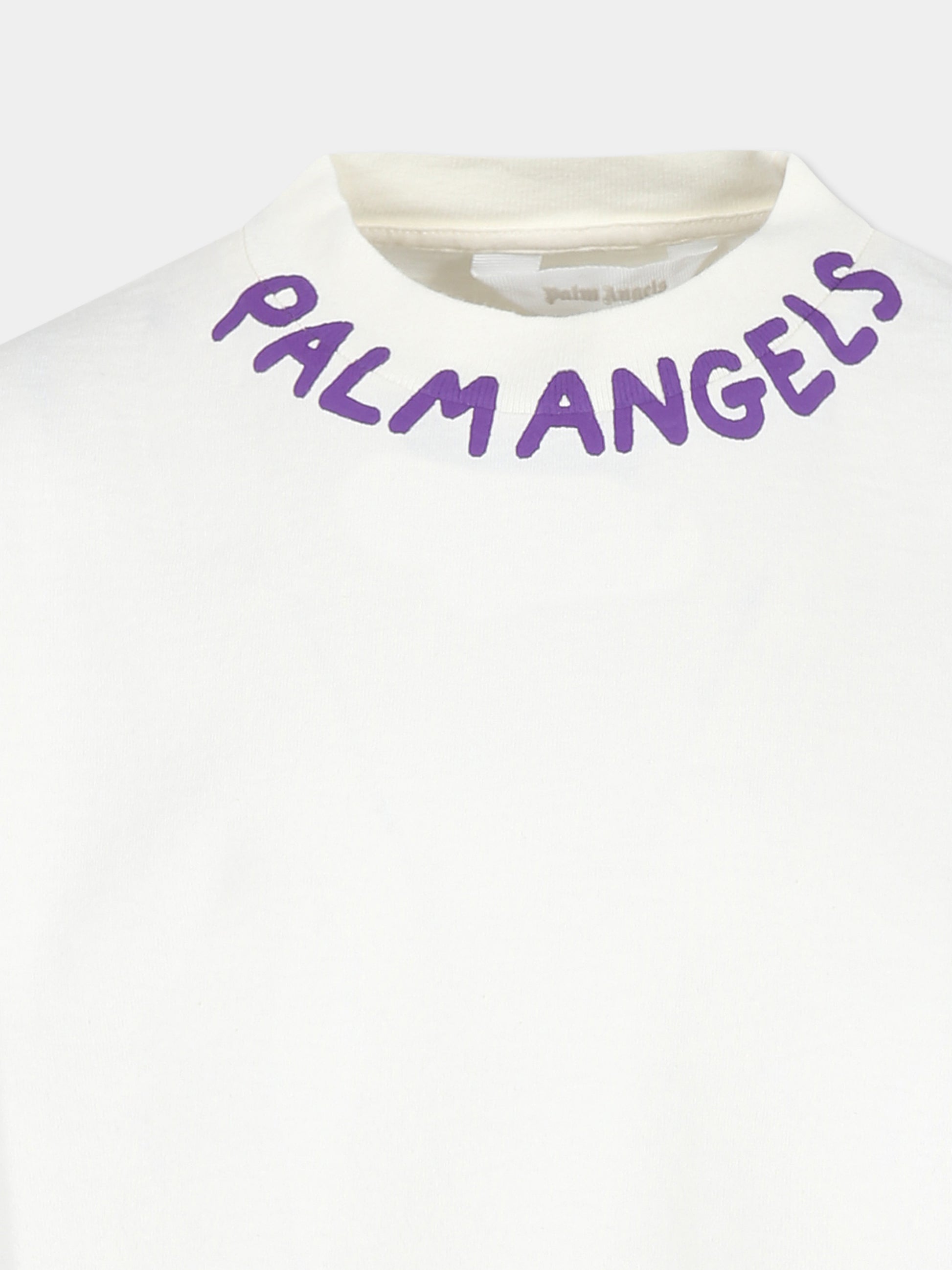T-shirt bianca per bambina con logo,Palm Angels,PGAA001F24JER0010437