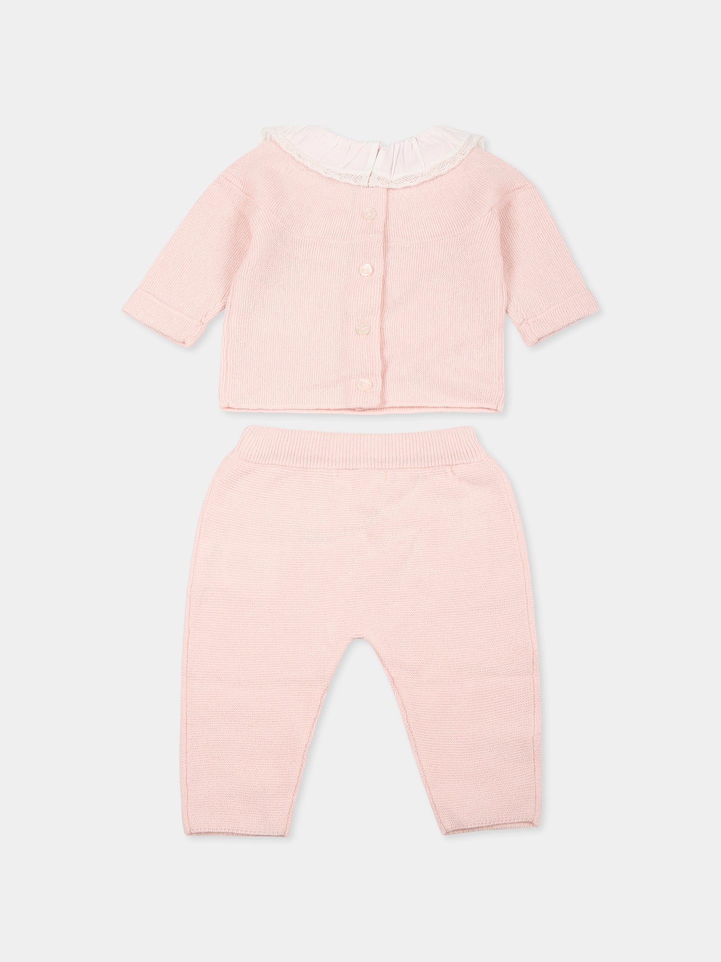 Completo nascita rosa per neonata con logo e ricami,Tartine Et Chocolat,TZ36020 3124H