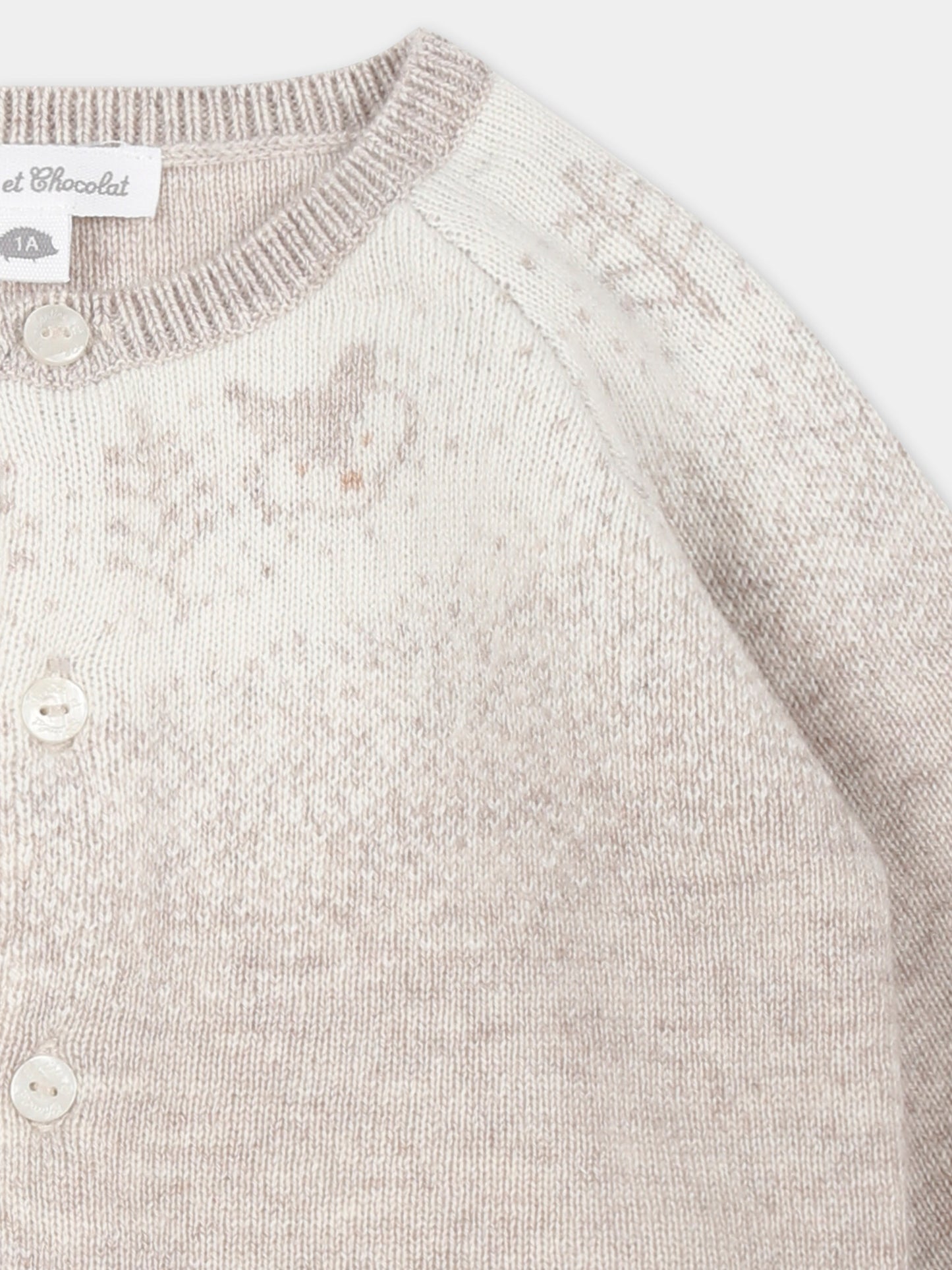 Cardigan beige per neonato con volpe,Tartine Et Chocolat,TZ18010 1724H