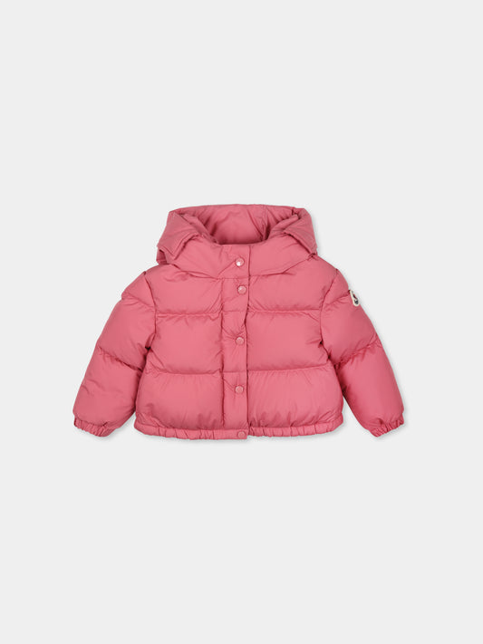 Piumino fucsia Laurie per neonata con patch logato,Moncler Kids,J2951 1A00050 54A81 52L