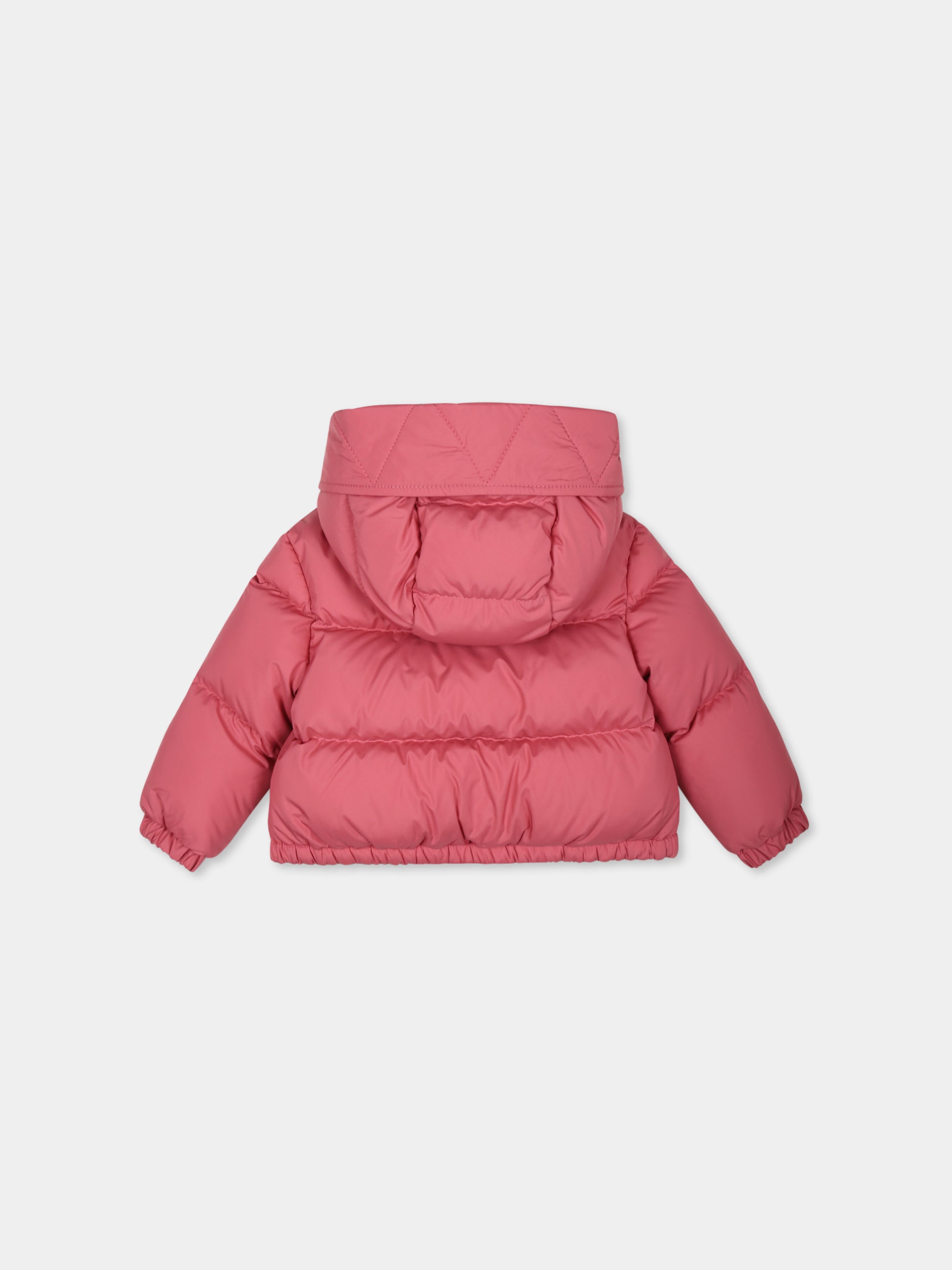Piumino fucsia Laurie per neonata con patch logato,Moncler Kids,J2951 1A00050 54A81 52L