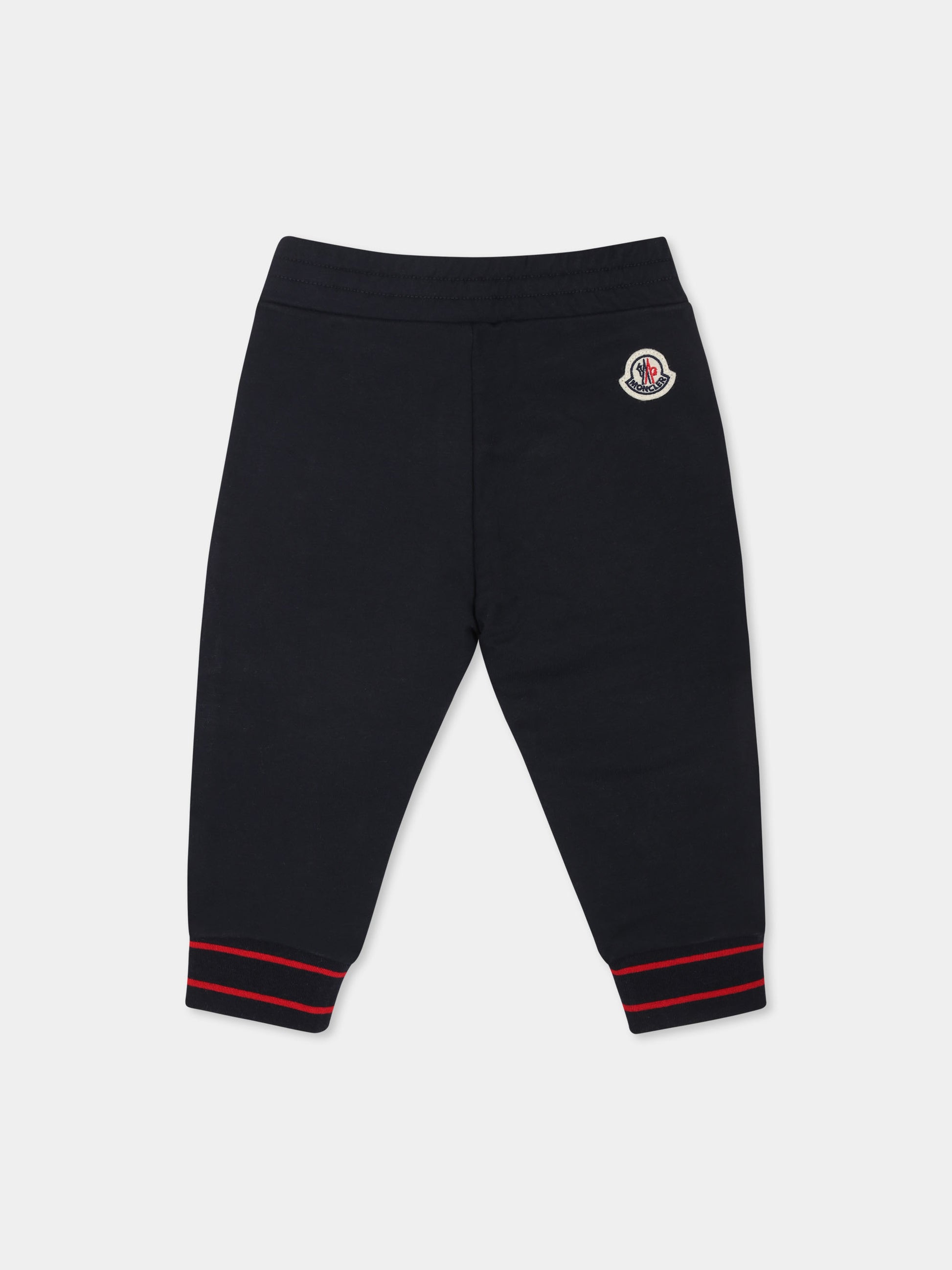 Pantaloni blu per neonato con logo,Moncler Kids,J2951 8H00003 89AM3 778