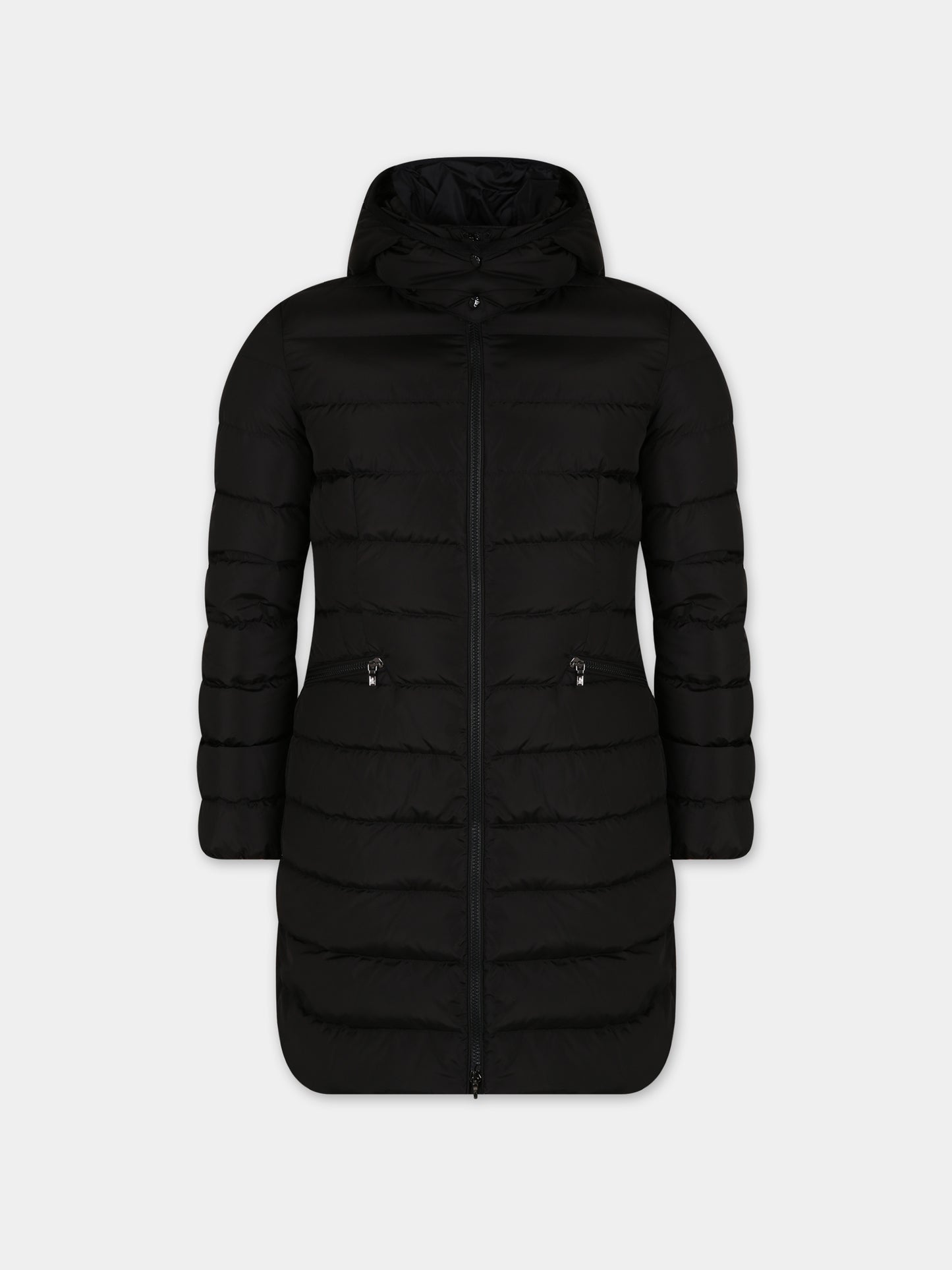 Piumino nero per bambina con iconico patch,Moncler Kids,J2954 1C50210 54155 999