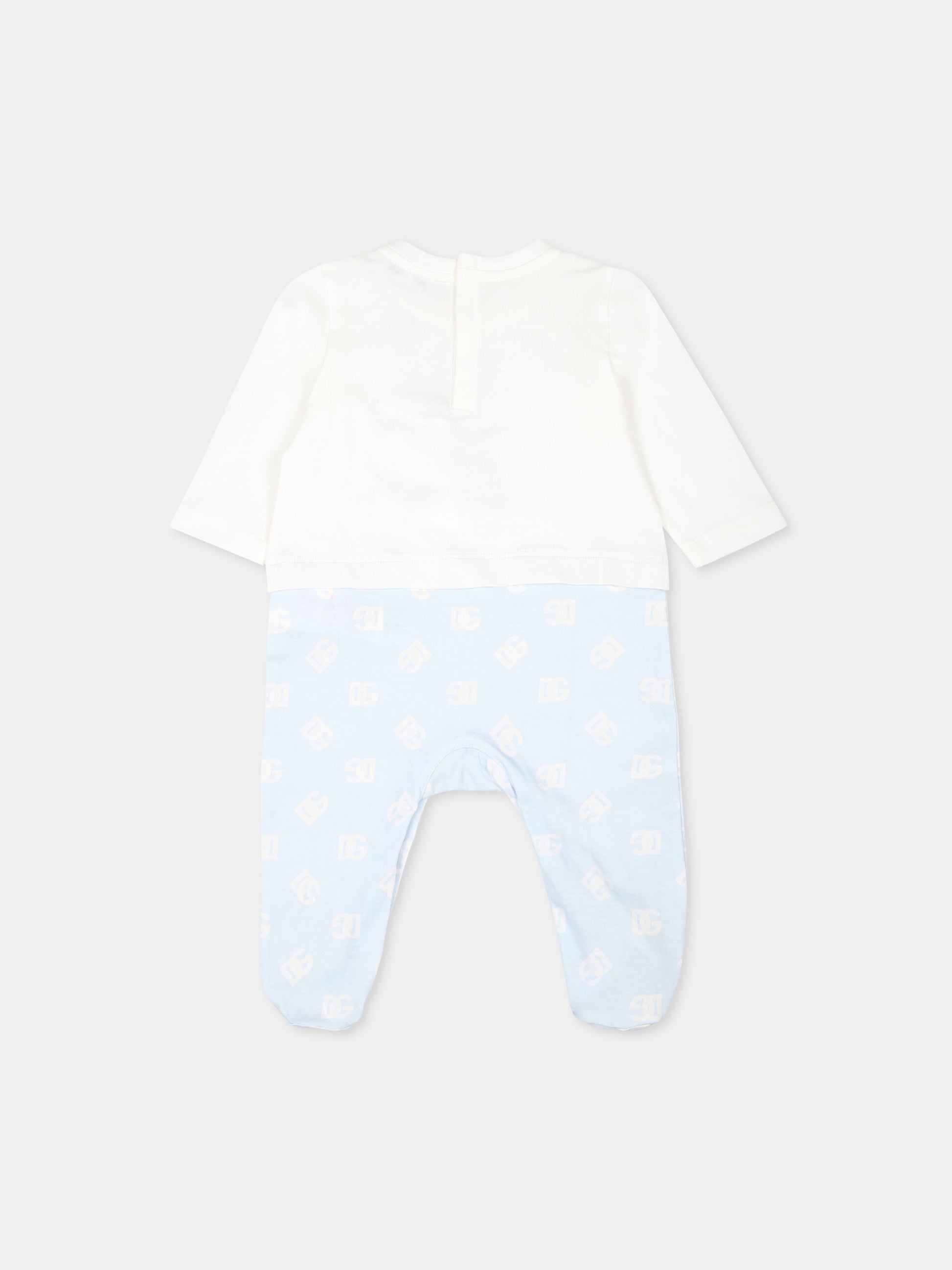 Set tutina celeste per neonato con logo DG,Dolce & Gabbana Kids,L1JO8O G7N2O S9000