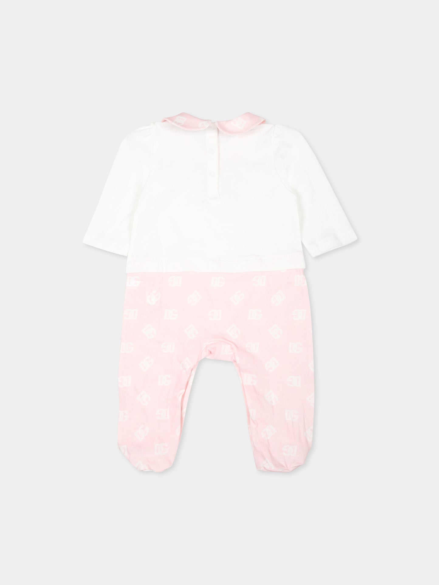 Set tutina rosa per neonata con logo DG,Dolce & Gabbana Kids,L2JO3D G7N2N S9000