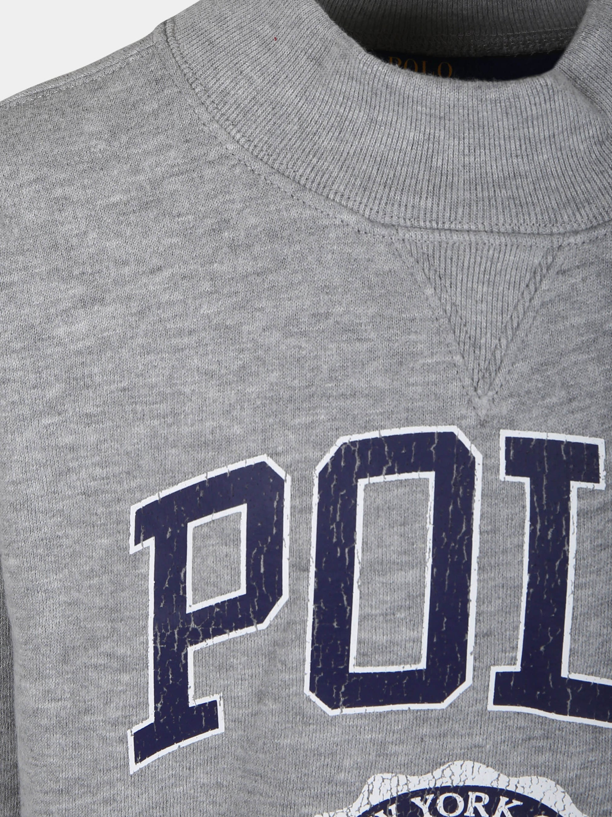 Felpa crop grigia per bambina con logo,Ralph Lauren Kids,950960002