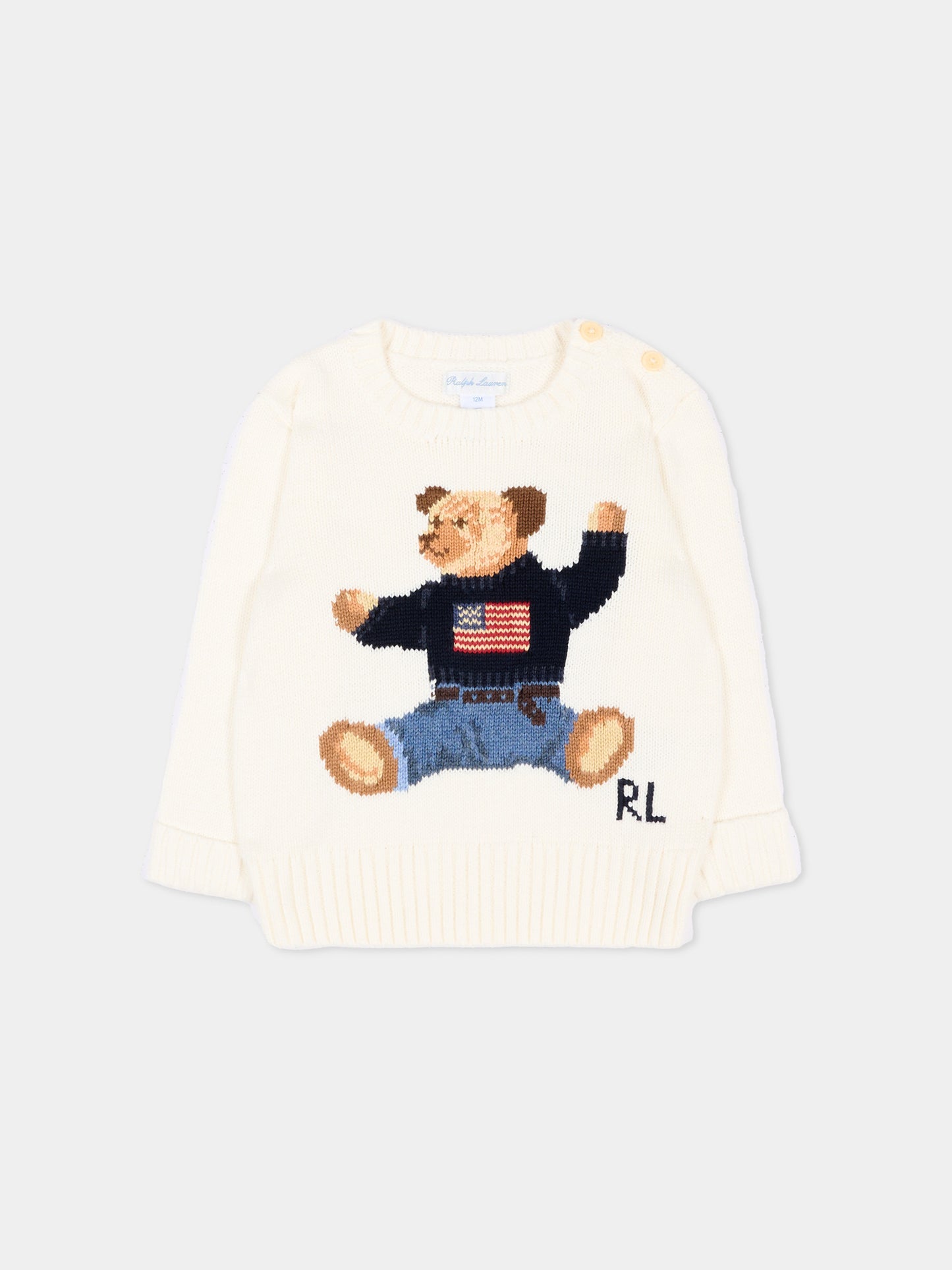 Maglione avorio Polo Bear per neonato,Ralph Lauren Kids,669571003
