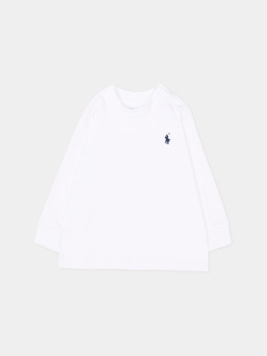 T-Shirt a manica lunga bianca per neonato,Ralph Lauren Kids,843804004