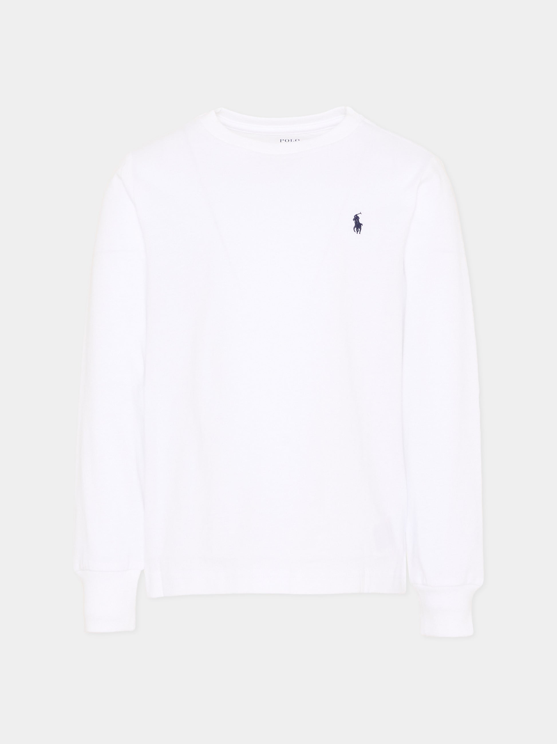 T-Shirt a manica lunga bianca per bambino,Ralph Lauren Kids,843804004