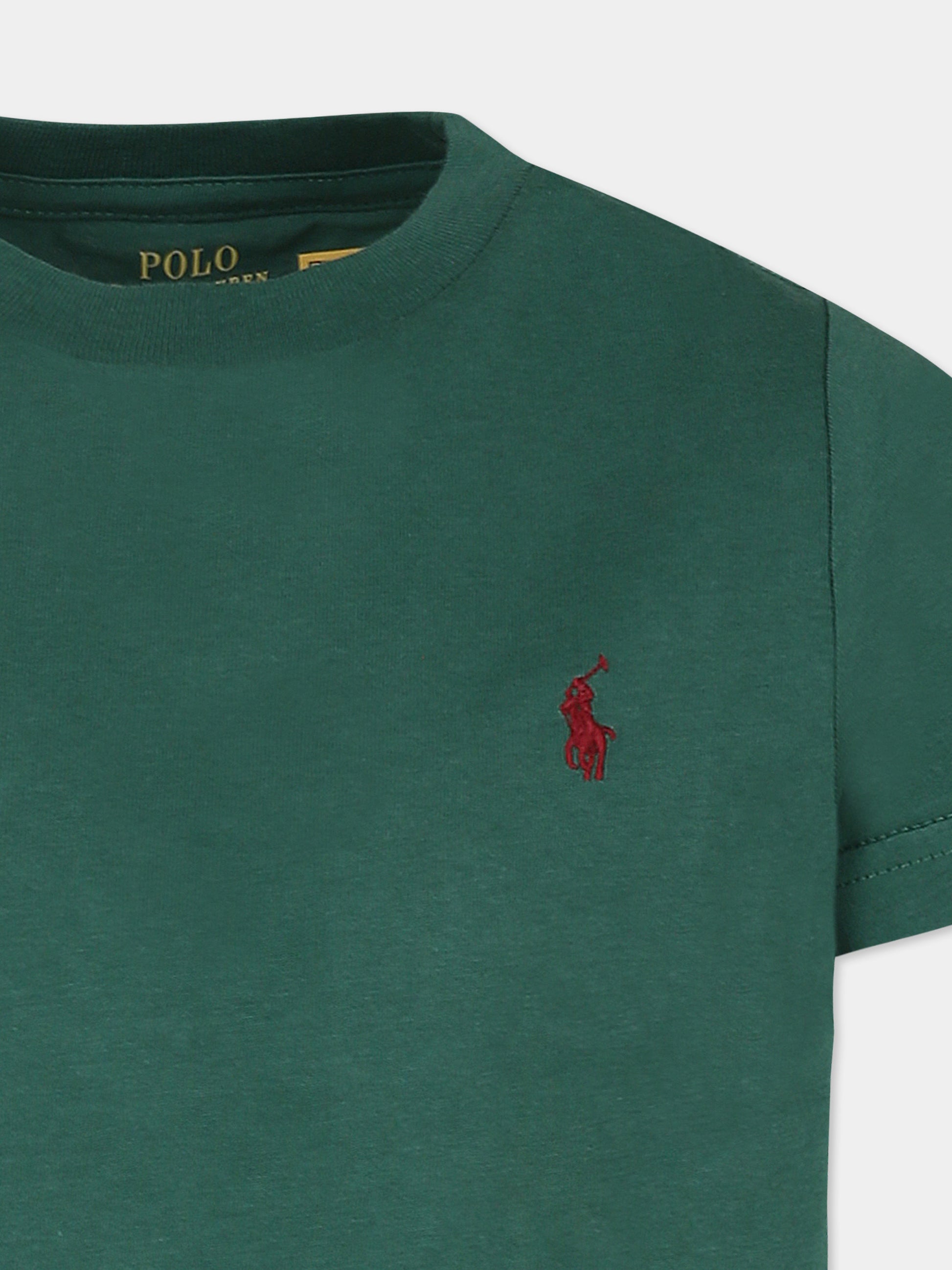 T-shirt verde per bambino con cavallino,Ralph Lauren Kids,832904163