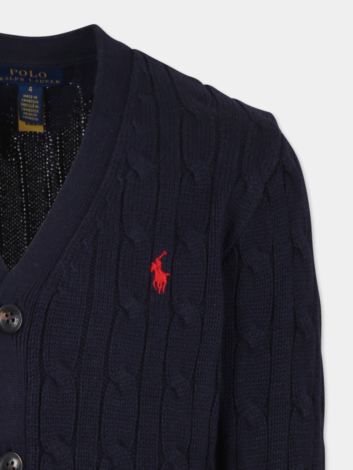 Cardigan blu per bambino con cavallino,Ralph Lauren Kids,925717006