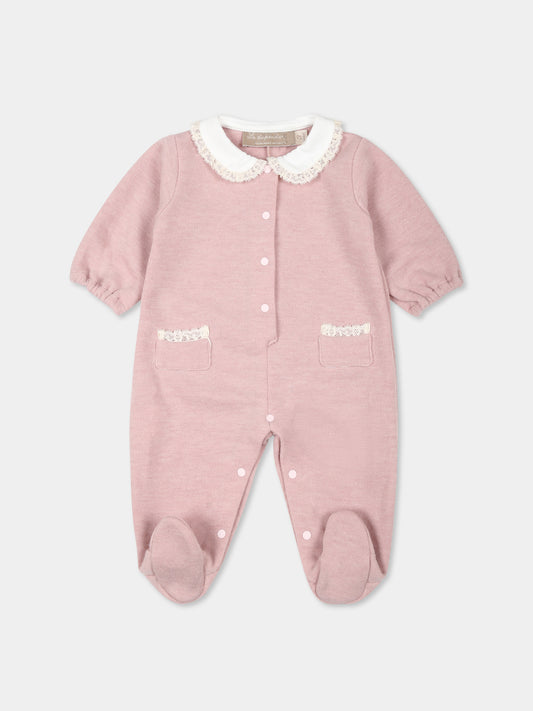 Tutina rosa per neonata con pizzo,La Stupenderia,TBTT10M48