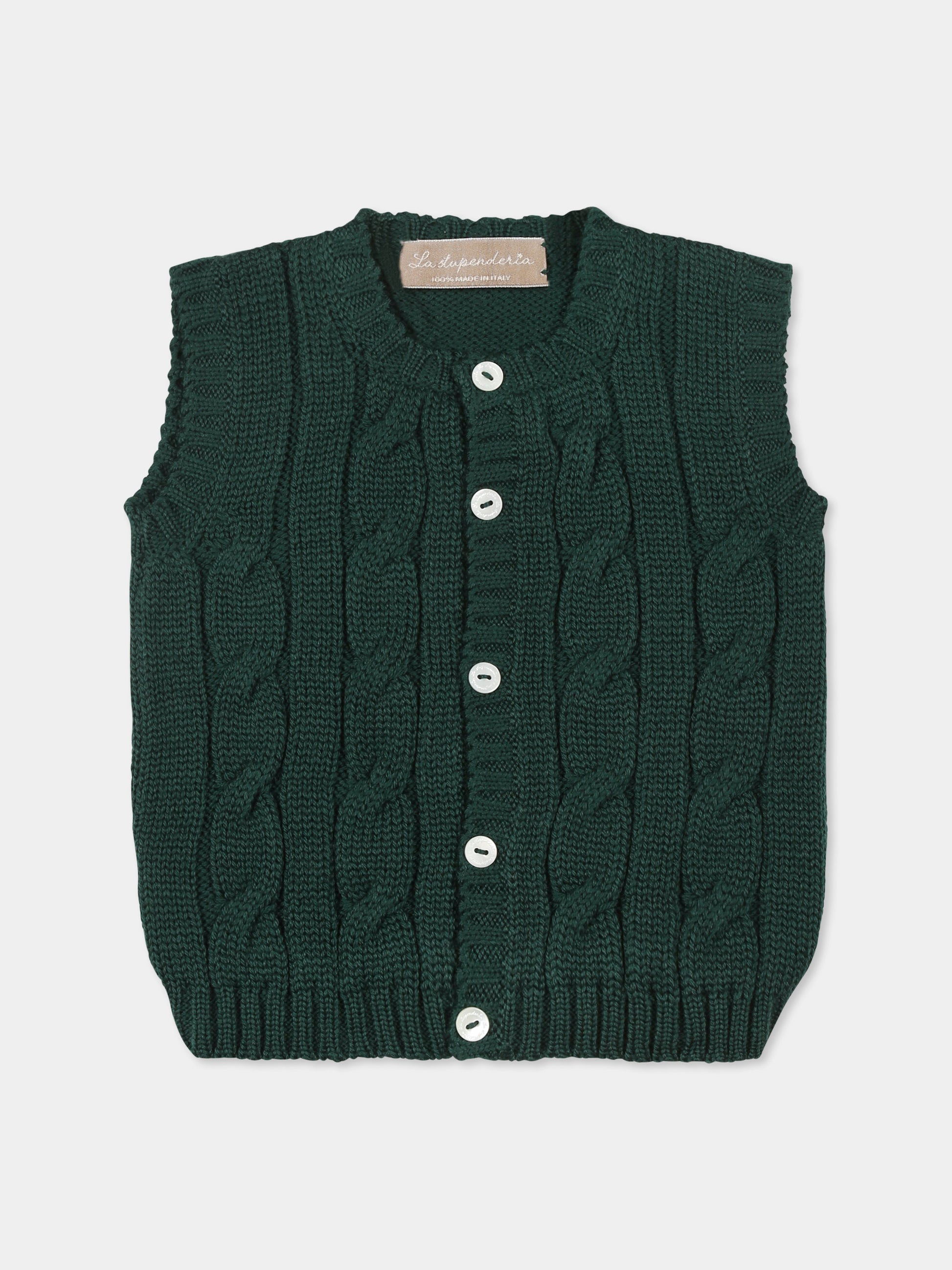 Maglia gilet verde per neonato,La Stupenderia,WCGL21827