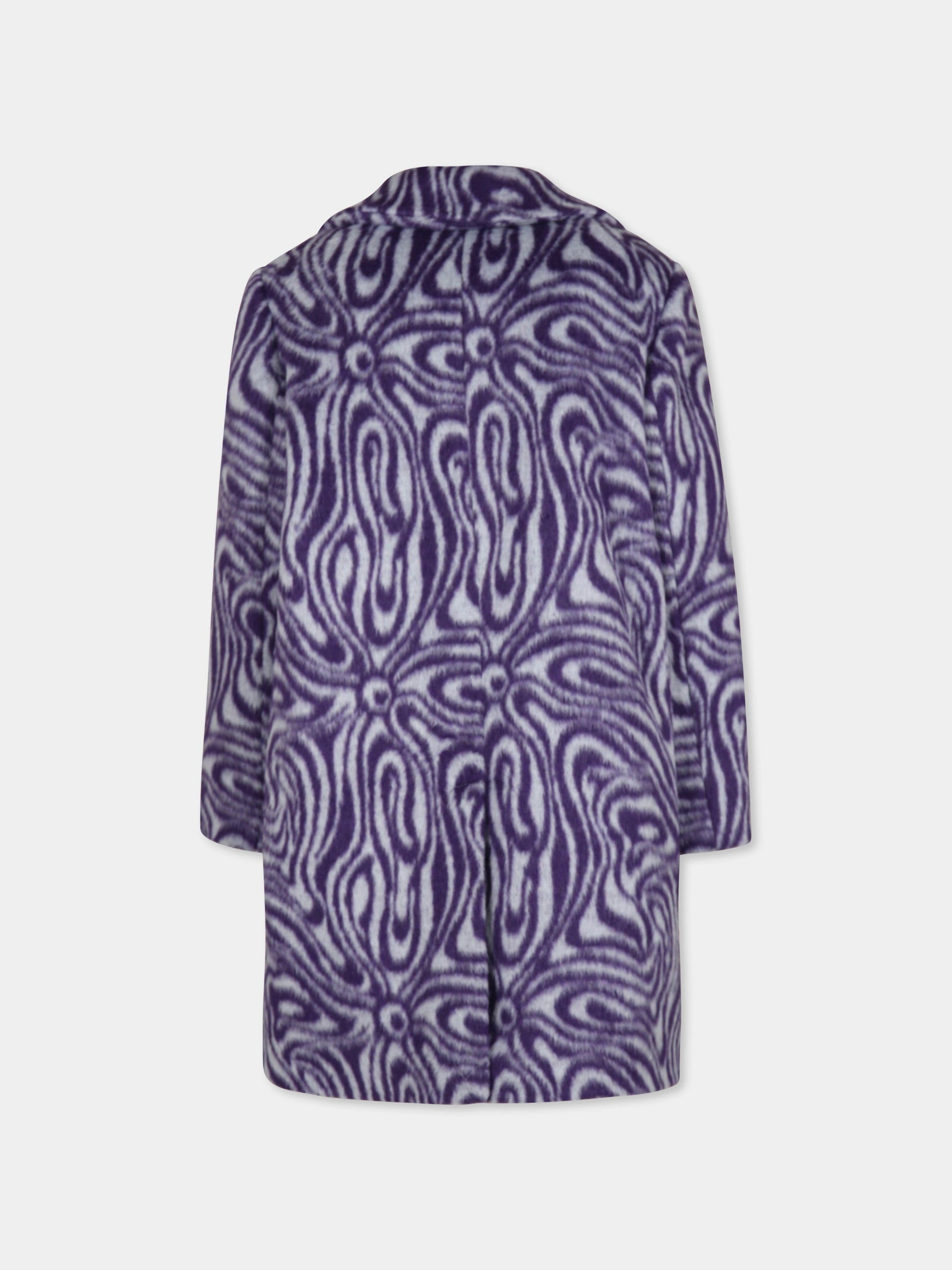 Cappotto viola per bambina con stampa Marmo,Emilio Pucci Junior,PV2B10 E0191 566CE