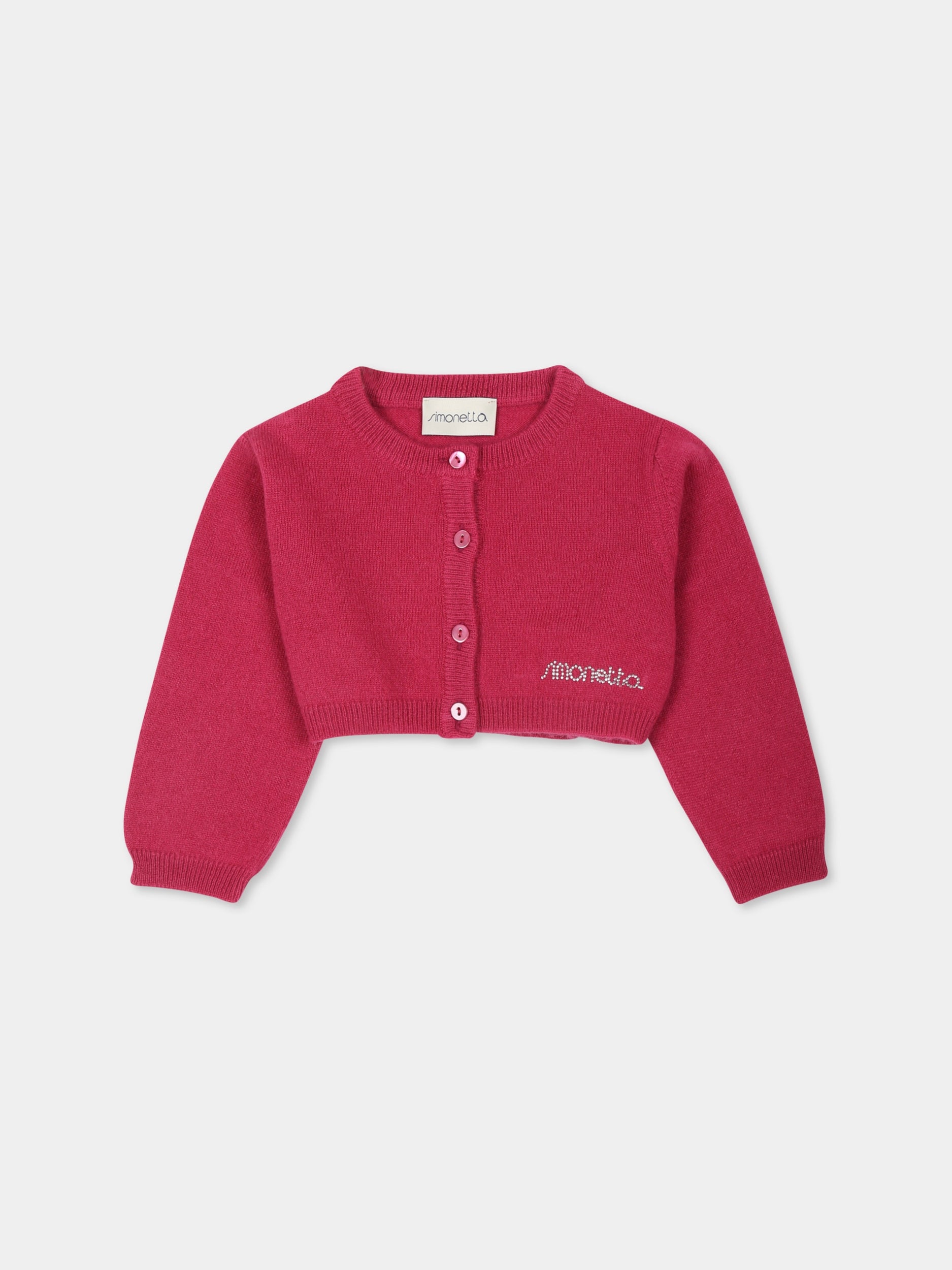 Cardigan crop fucsia con logo,Simonetta,SV9000 W0052 50L