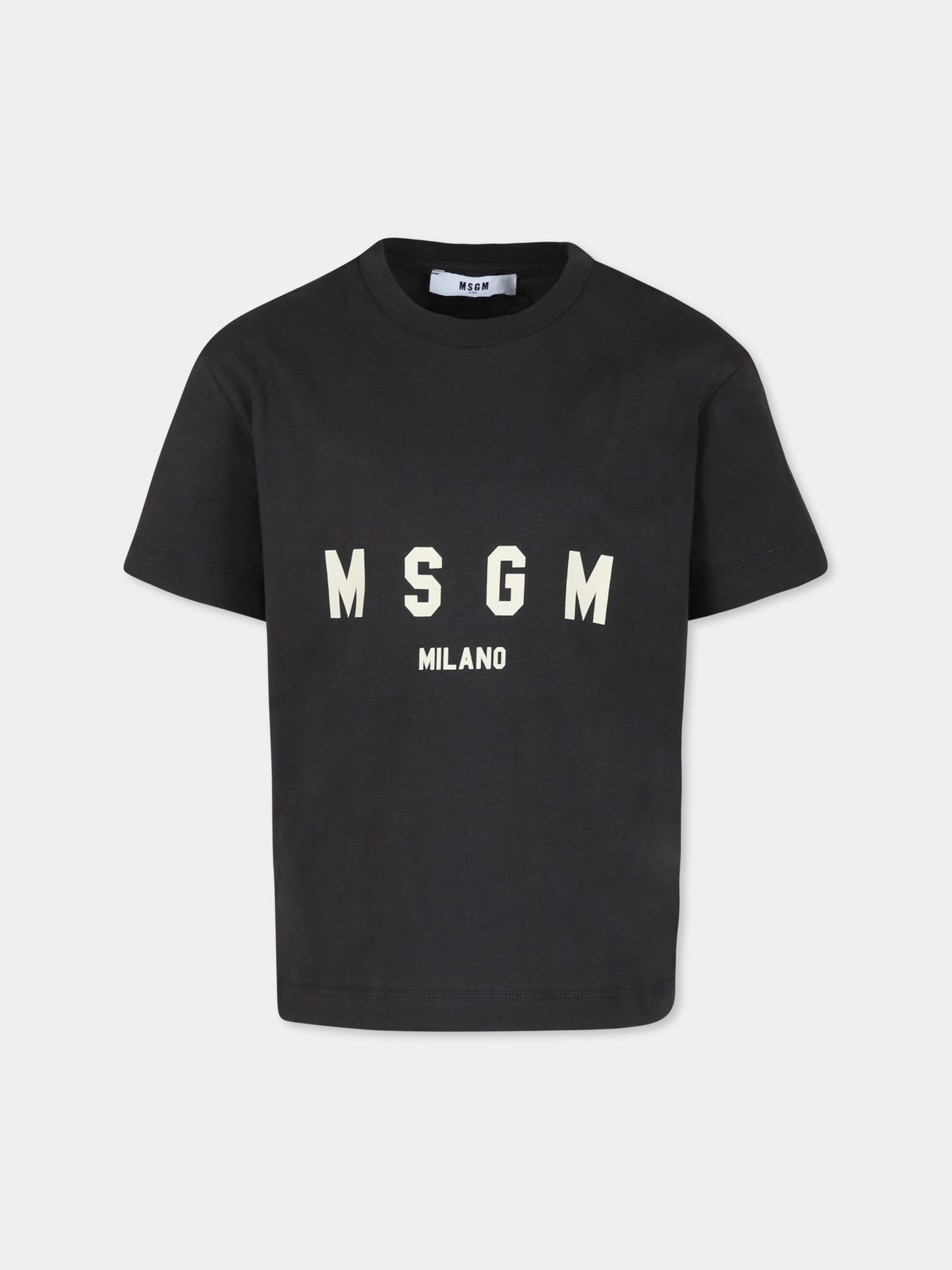 T-shirt nera per bambini con logo,Msgm Kids,F4MSJUTH176 103