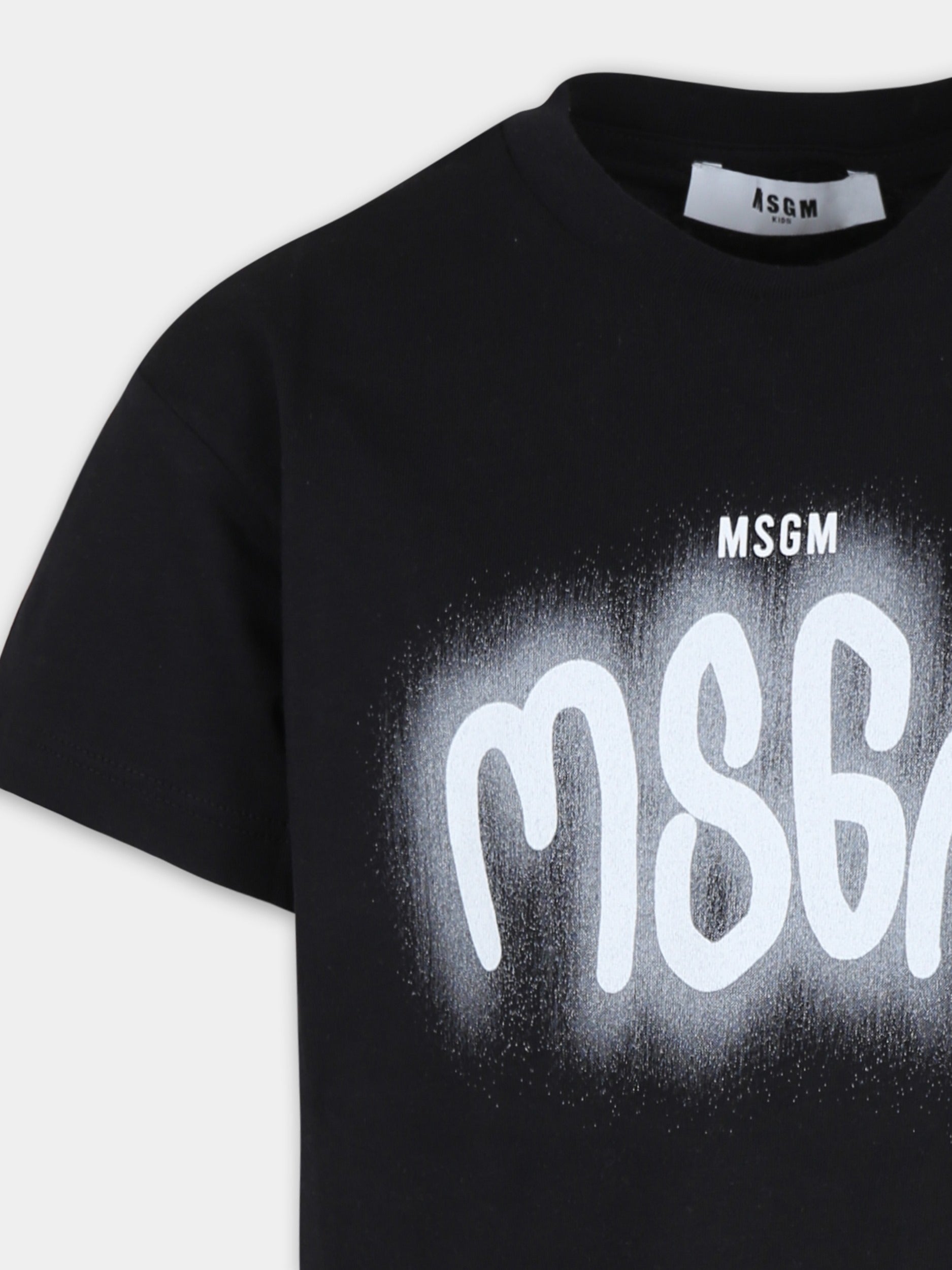 T-shirt nera per bambino con logo,Msgm Kids,F4MSJBTH097 110