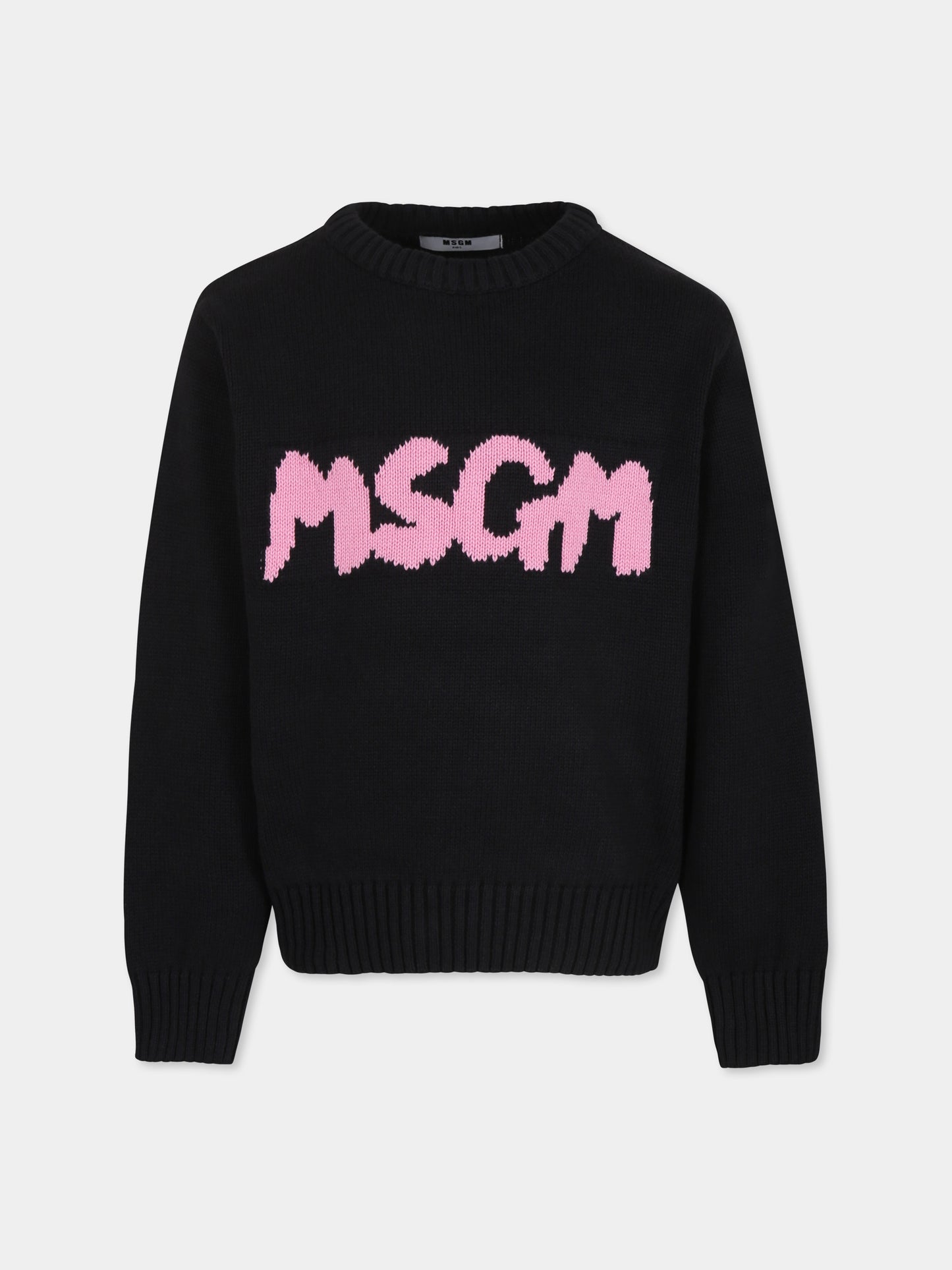 Maglione nero per bambina con logo,Msgm Kids,F4MSJUJP075 110/08