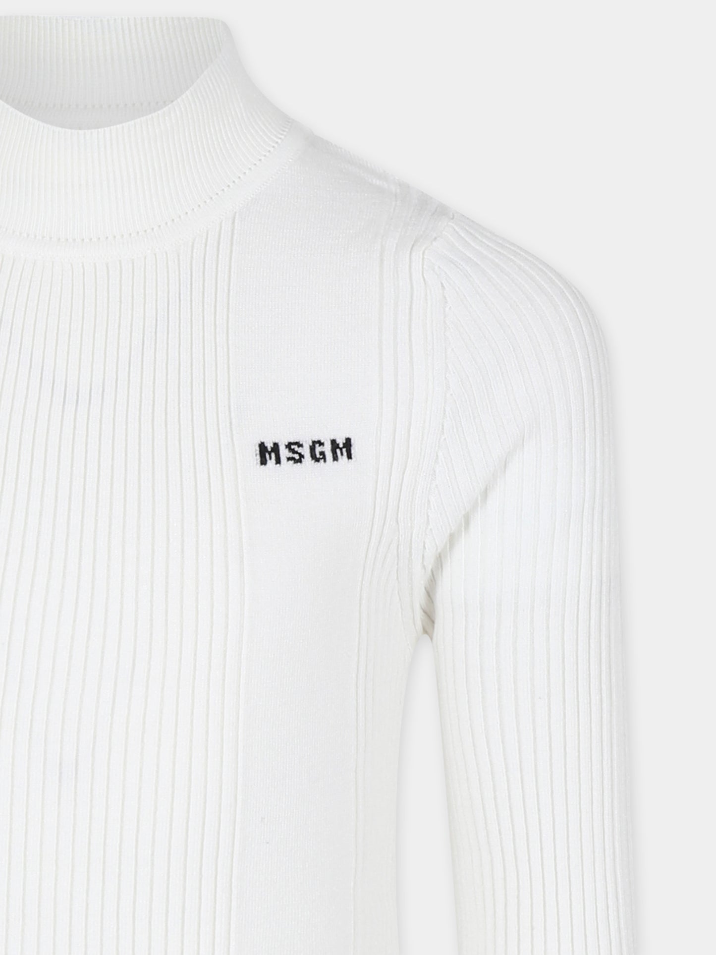 Dolcevita bianco per bambina con logo,Msgm Kids,F4MSJGTN029 001