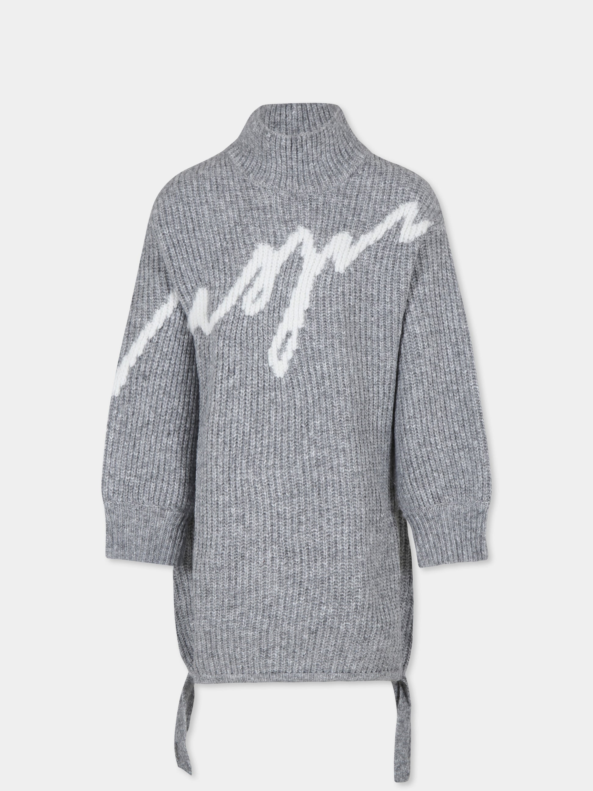 Vestito grigio per bambina con logo,Msgm Kids,F4MSJGDR111 101