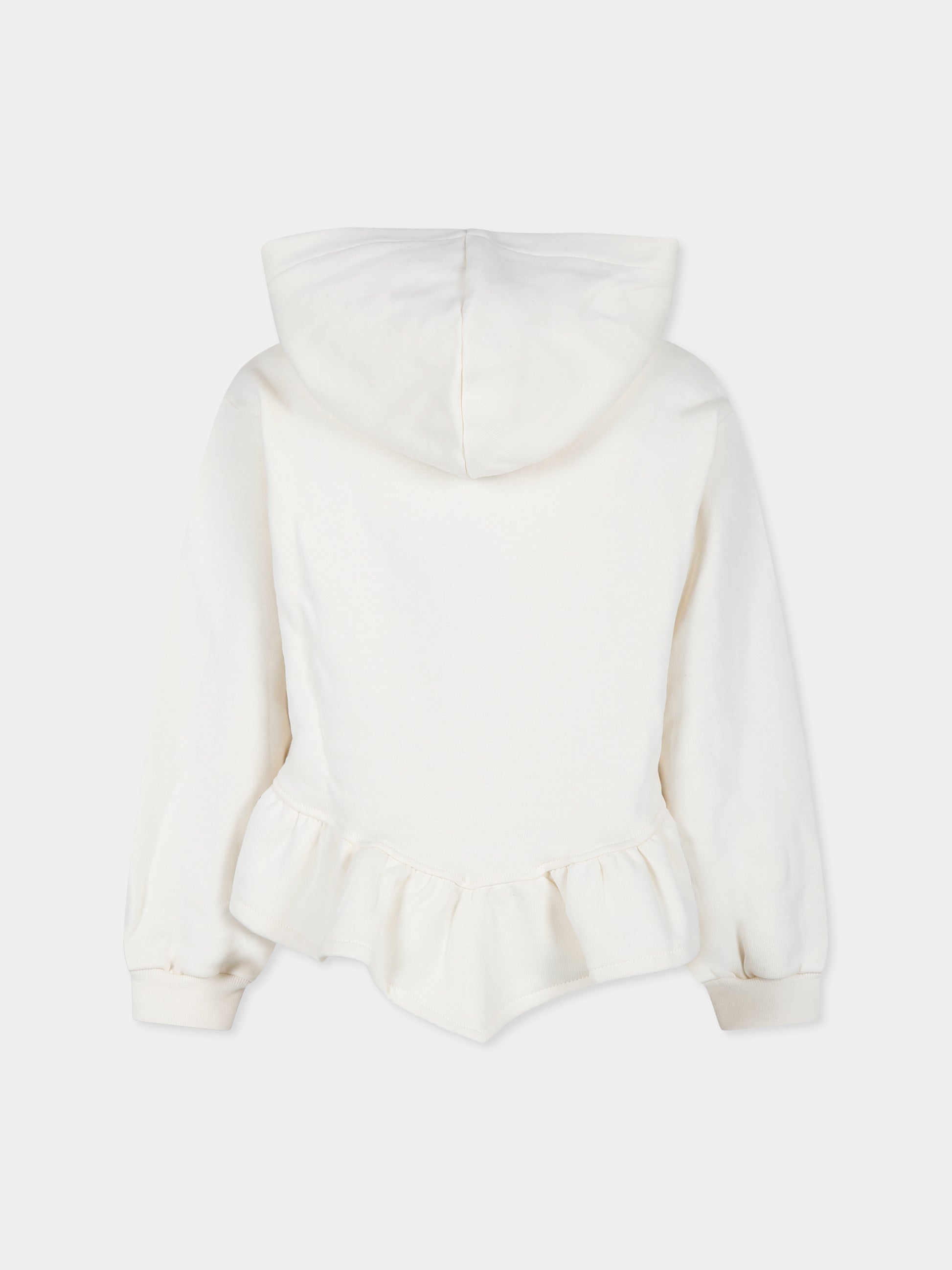 Felpa avorio per bambina con cuore e logo,Msgm Kids,F4MSJGHS141 013