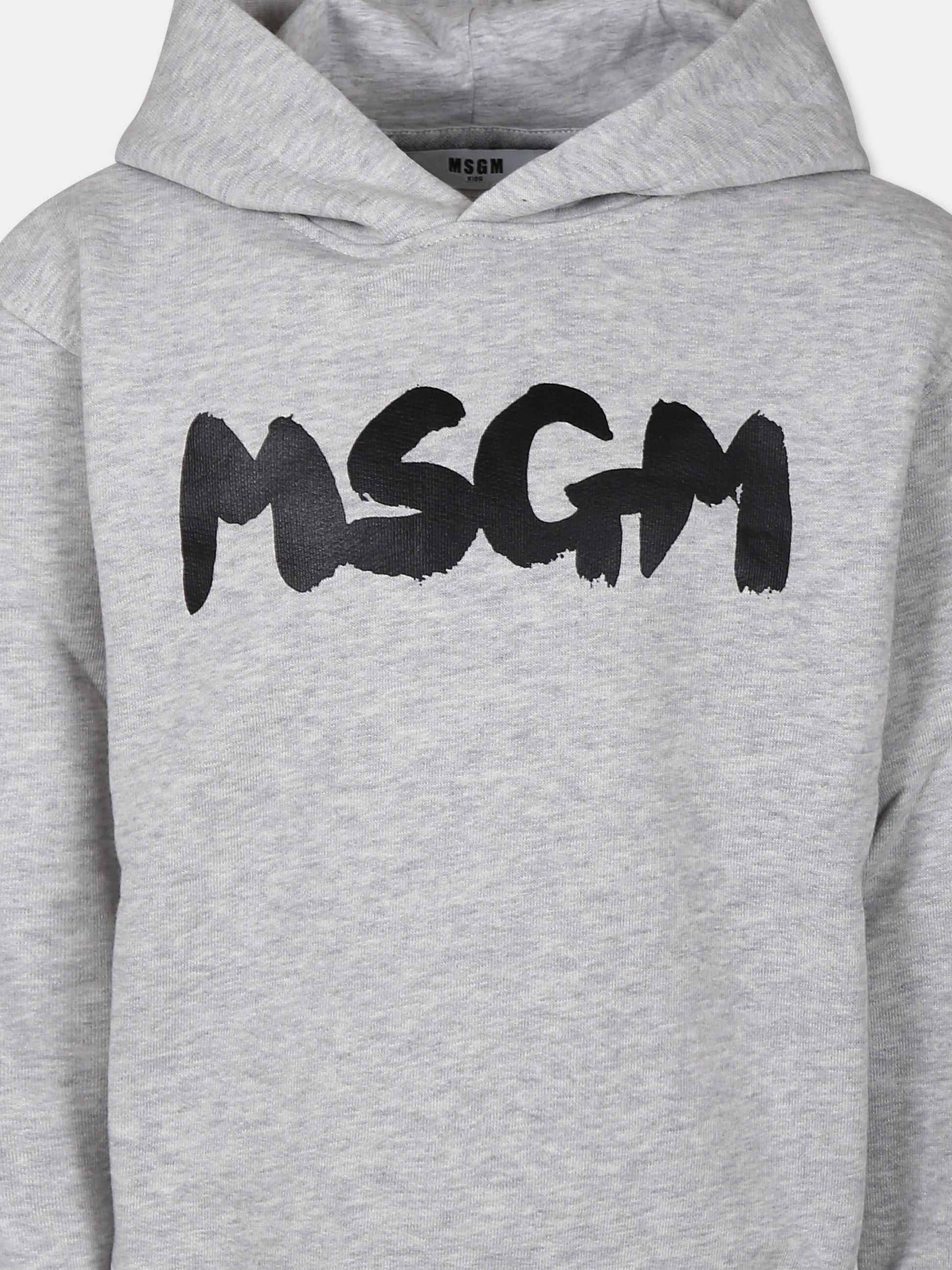 Felpa grigia per bambini con logo nero,Msgm Kids,F4MSJUHS057 107