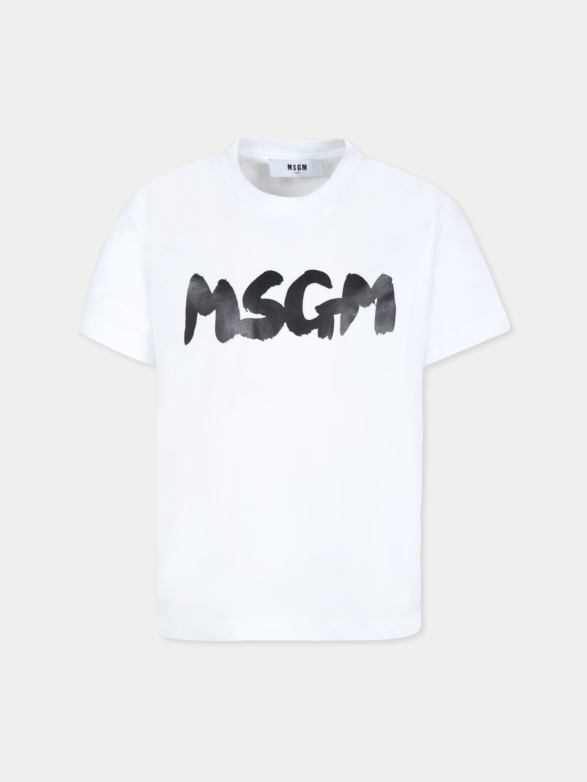 T-shirt bianca per bambini con logo,Msgm Kids,F4MSJUTH054 001