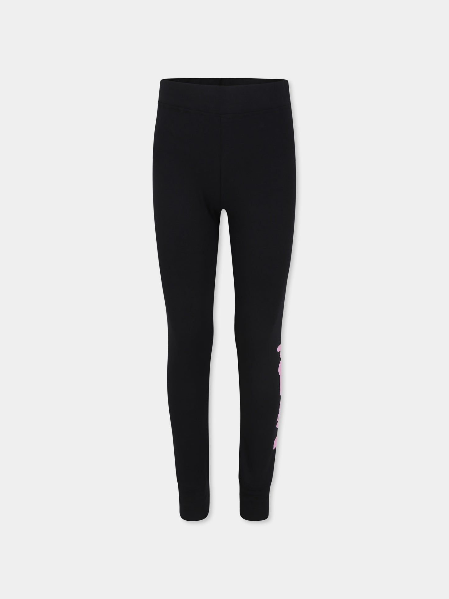 Leggings neri per bambina con logo,Msgm Kids,F4MSJGLG072 110/08