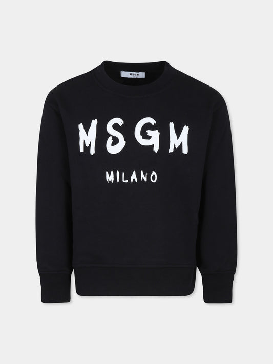 Felpa nera per bambini con logo,Msgm Kids,F4MSJUSW291 110