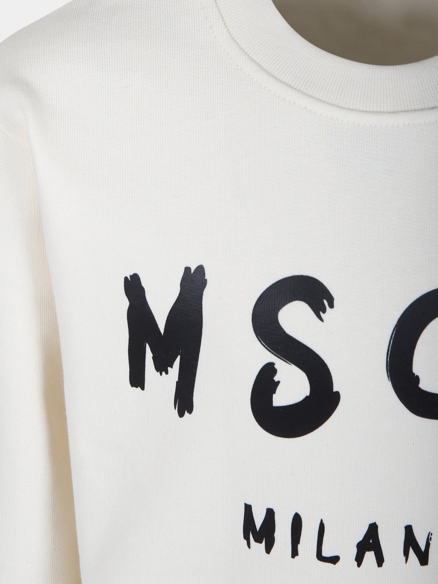 Felpa avorio per bambini con logo,Msgm Kids,F4MSJUSW291 013