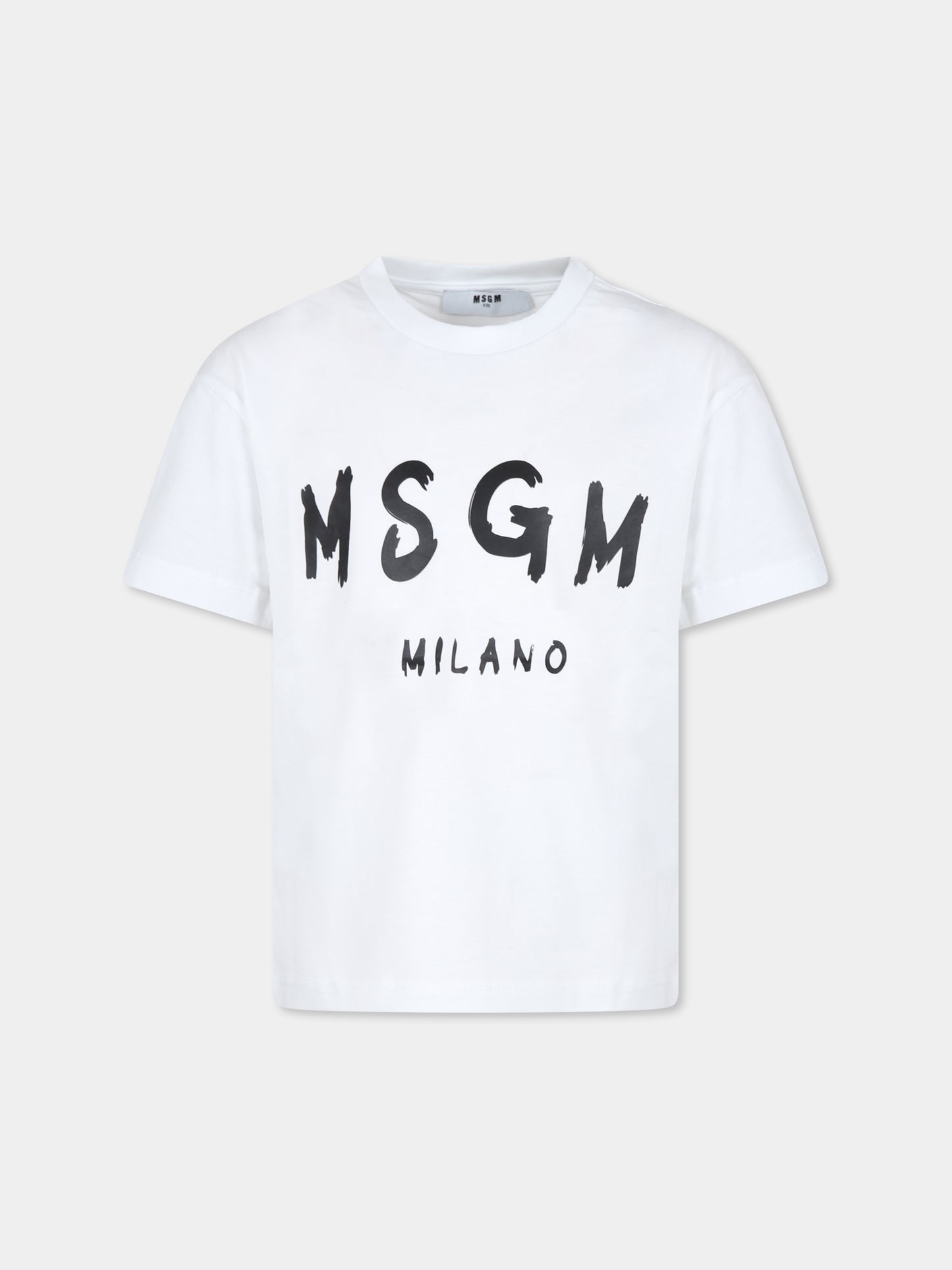 T-shirt bianca per bambini con logo,Msgm Kids,F4MSJUTH290 001