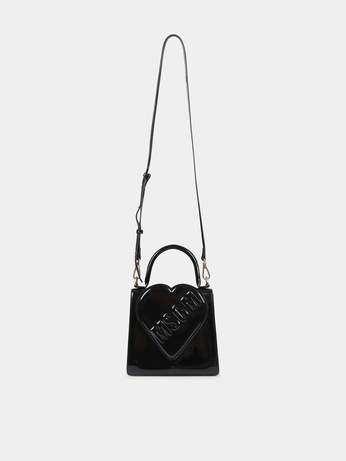 Borsa nera per bambina con cuore e logo,Msgm Kids,F4MSJGBA149 110