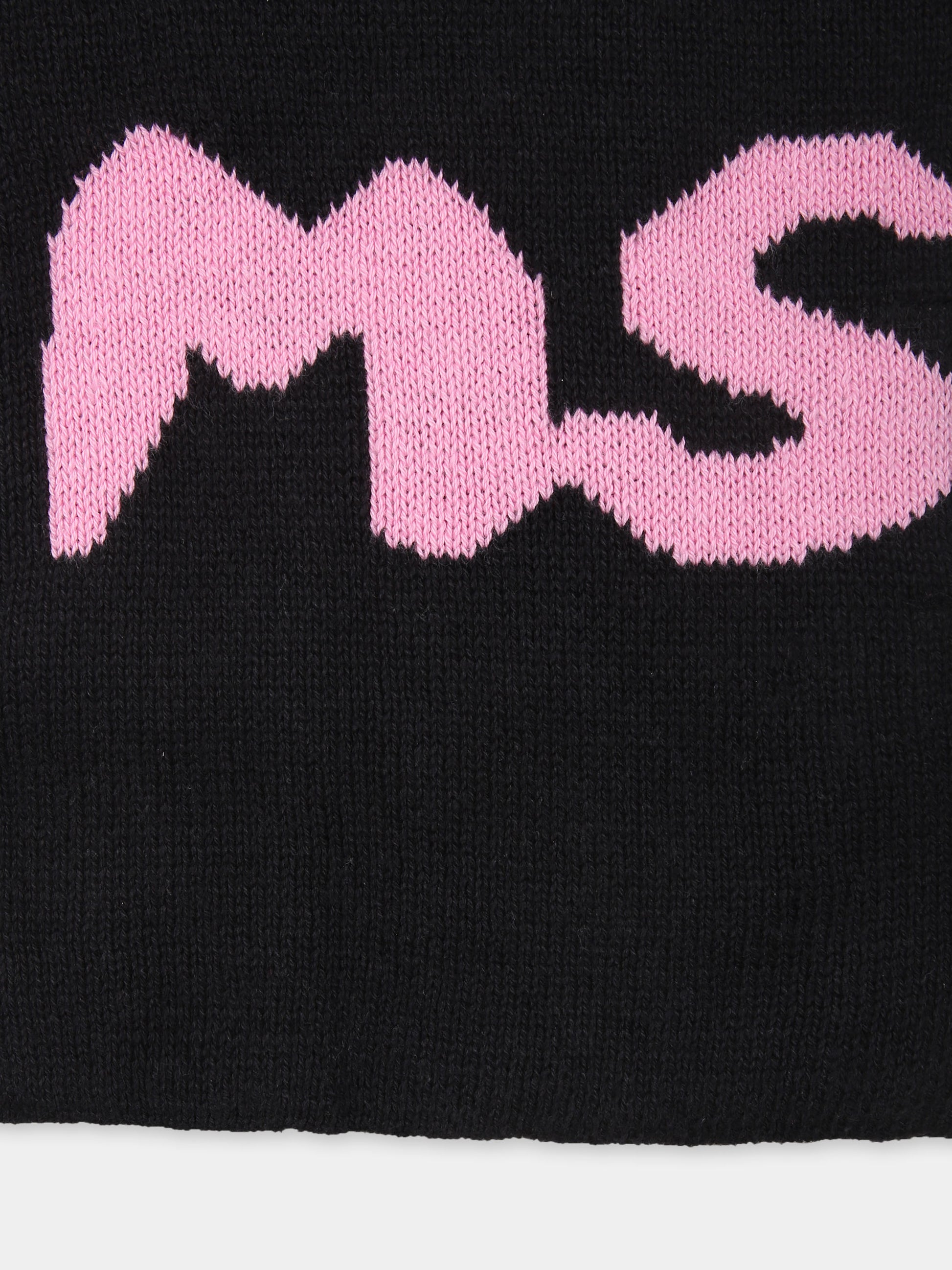 Sciarpa nera per bambina con logo,Msgm Kids,F4MSJUSC099 110/08