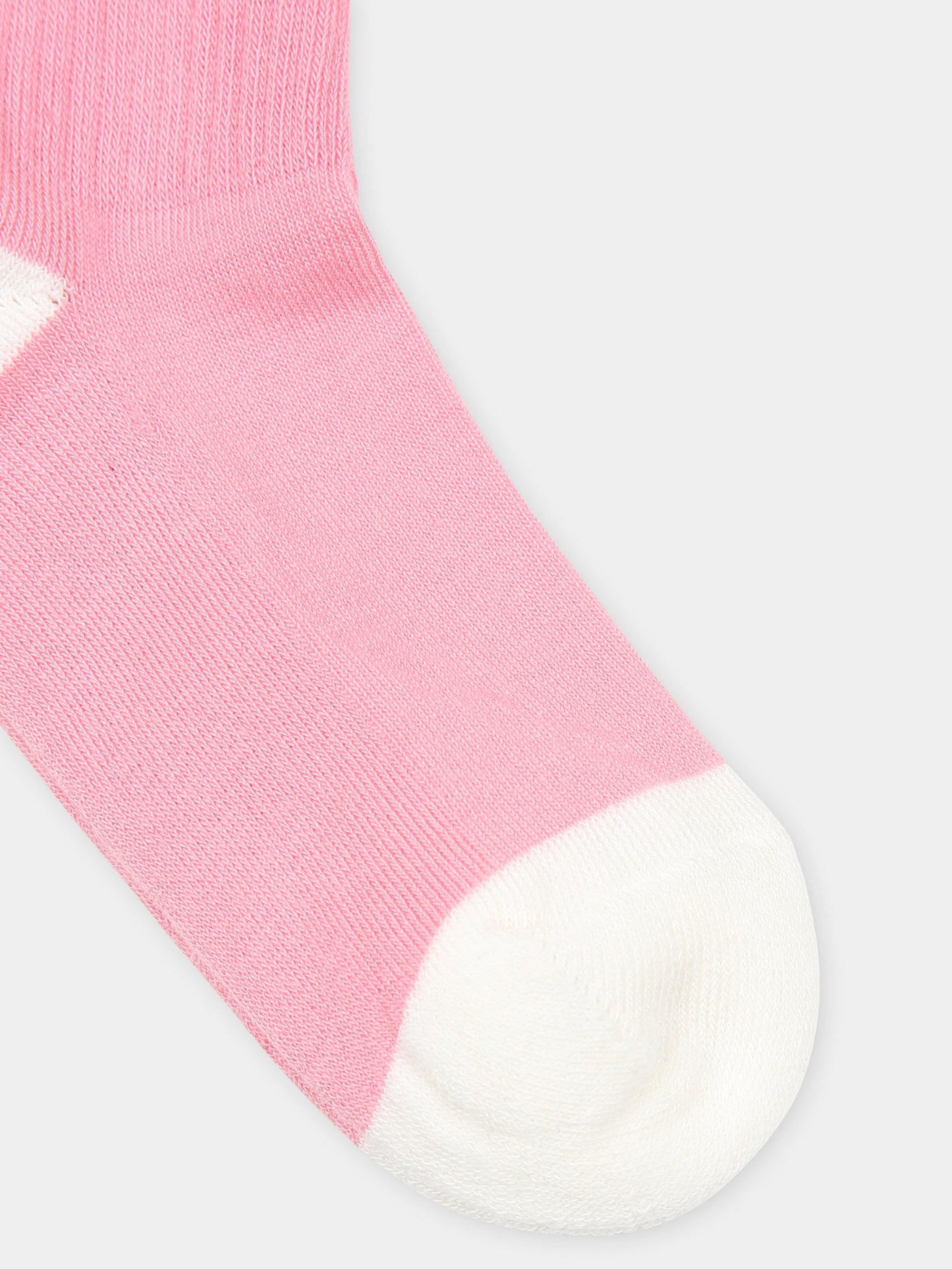 Calze rosa per bambina con logo,Msgm Kids,F4MSJUSO278 042